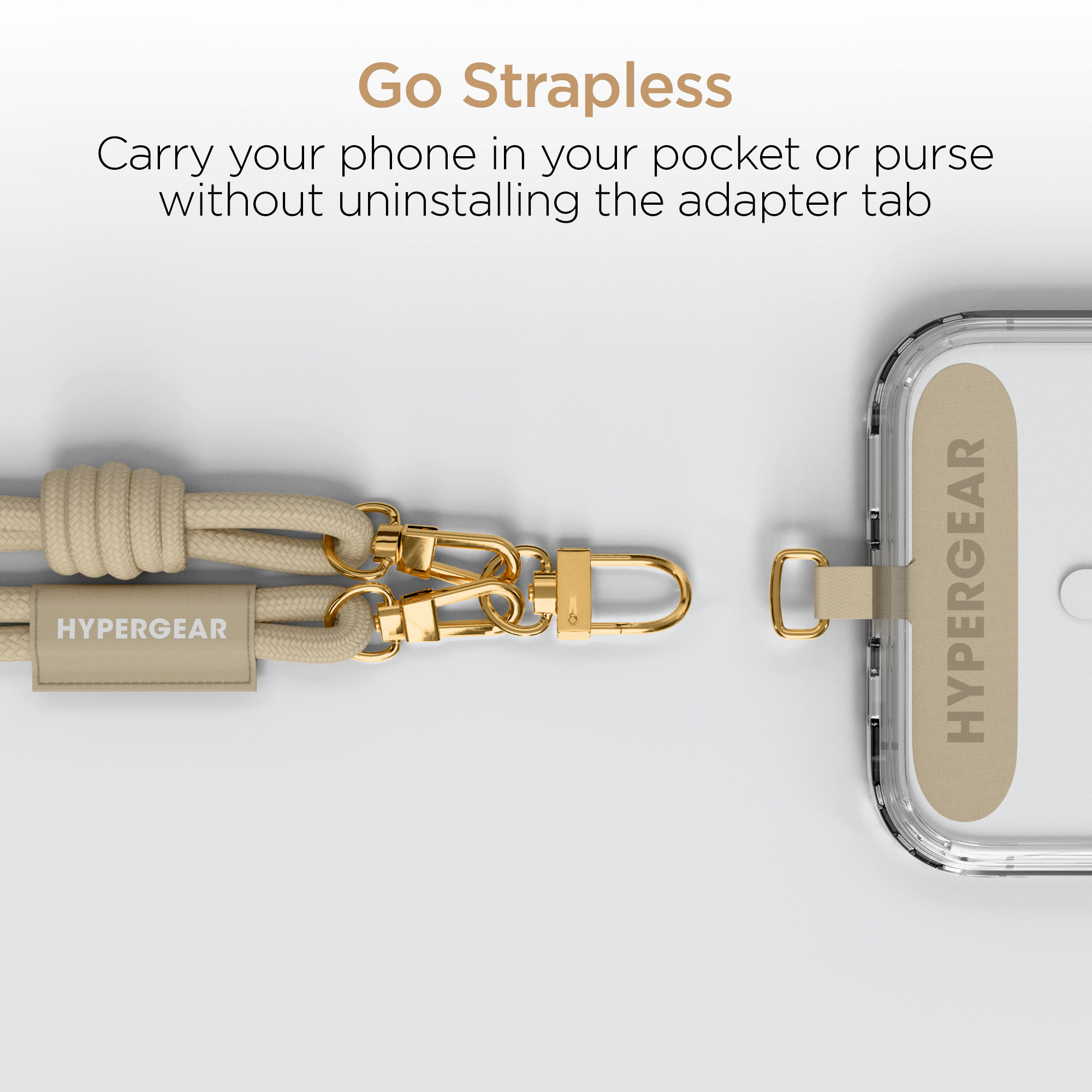 HyperGear TECHcessories Sand Rope with Gold Accents Universal Crossbody Phone Strap Jupiter Gear Home