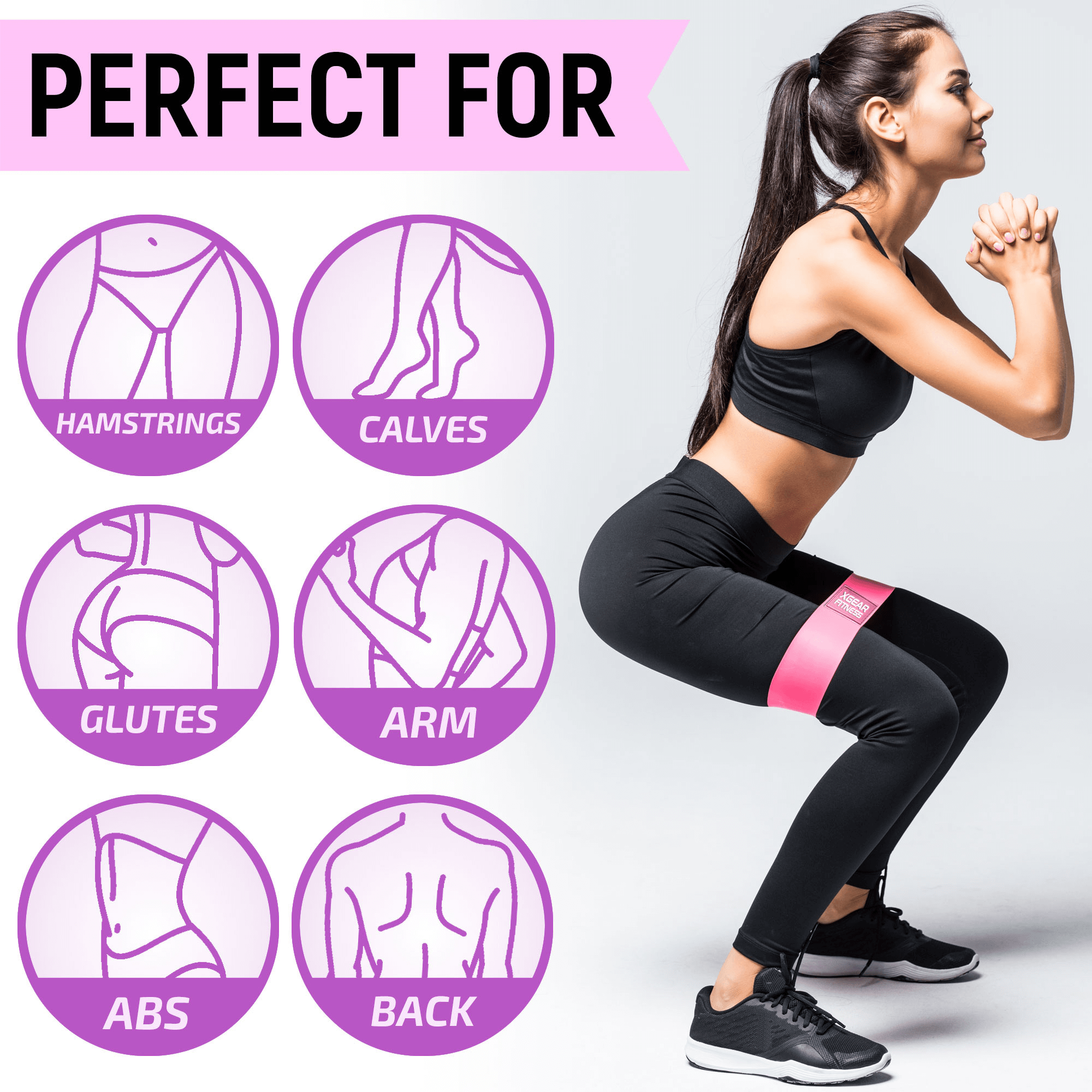 XGear Fitness Set of 3 Womens Butt and Hip Exercise Bands Jupiter Gear Home