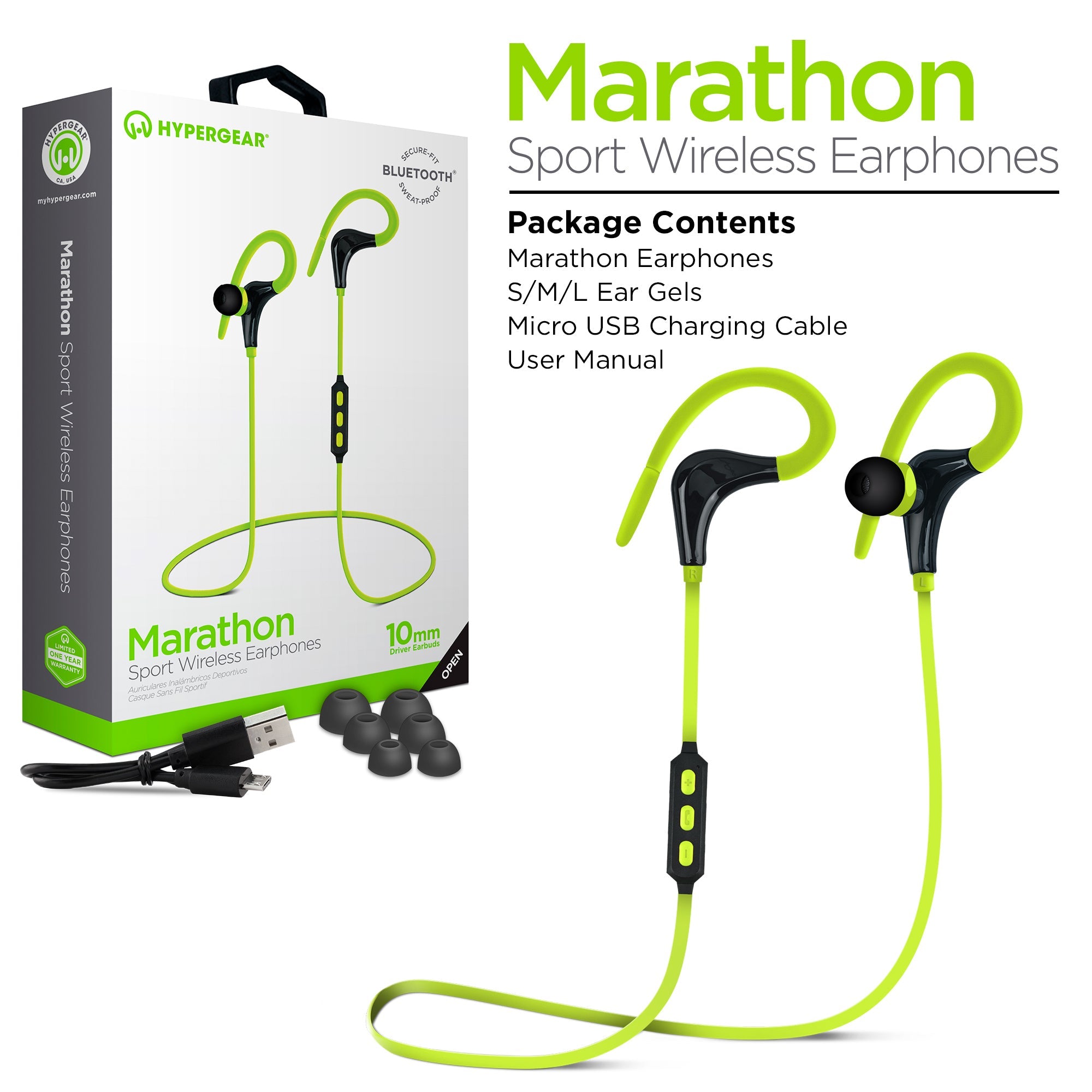 HyperGear Marathon Wireless Sports Earphones Active Jupiter Gear Home