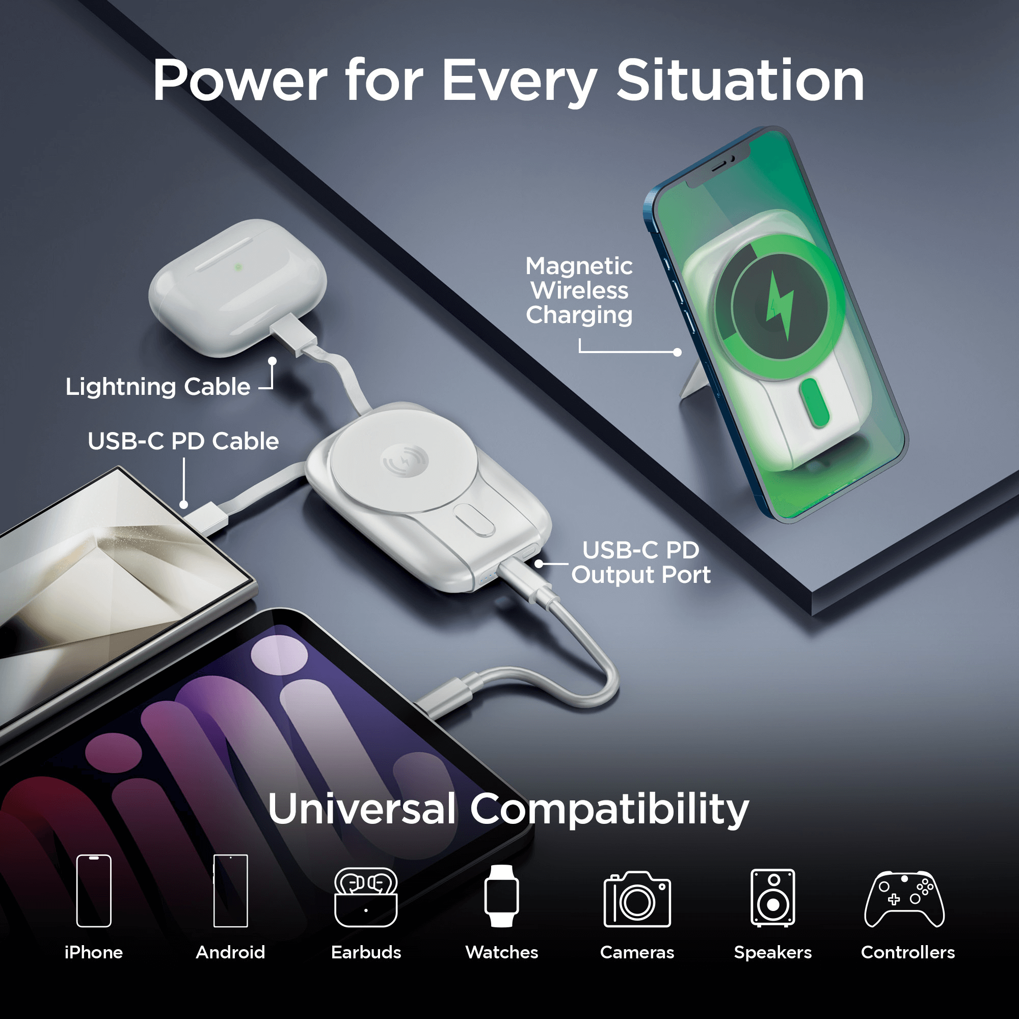 HyperGear Mag Grip Go 5000mAh Wireless Power Bank Jupiter Gear Home