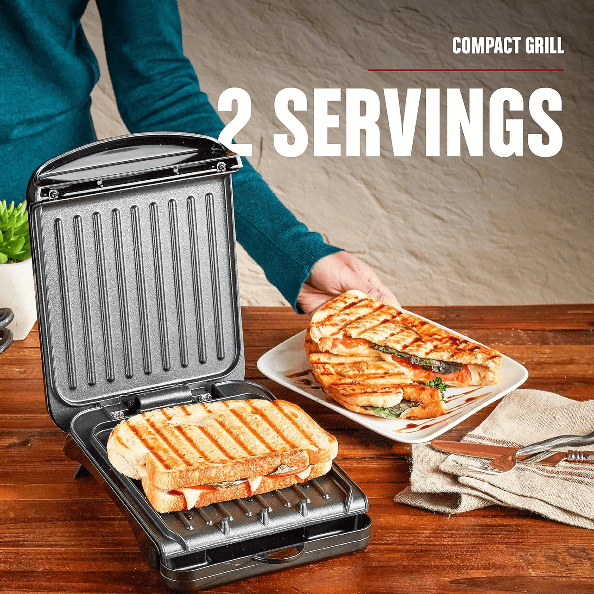 George Foreman 2-Serving Classic Plate Electric Indoor Grill and Panini Press Jupiter Gear Home