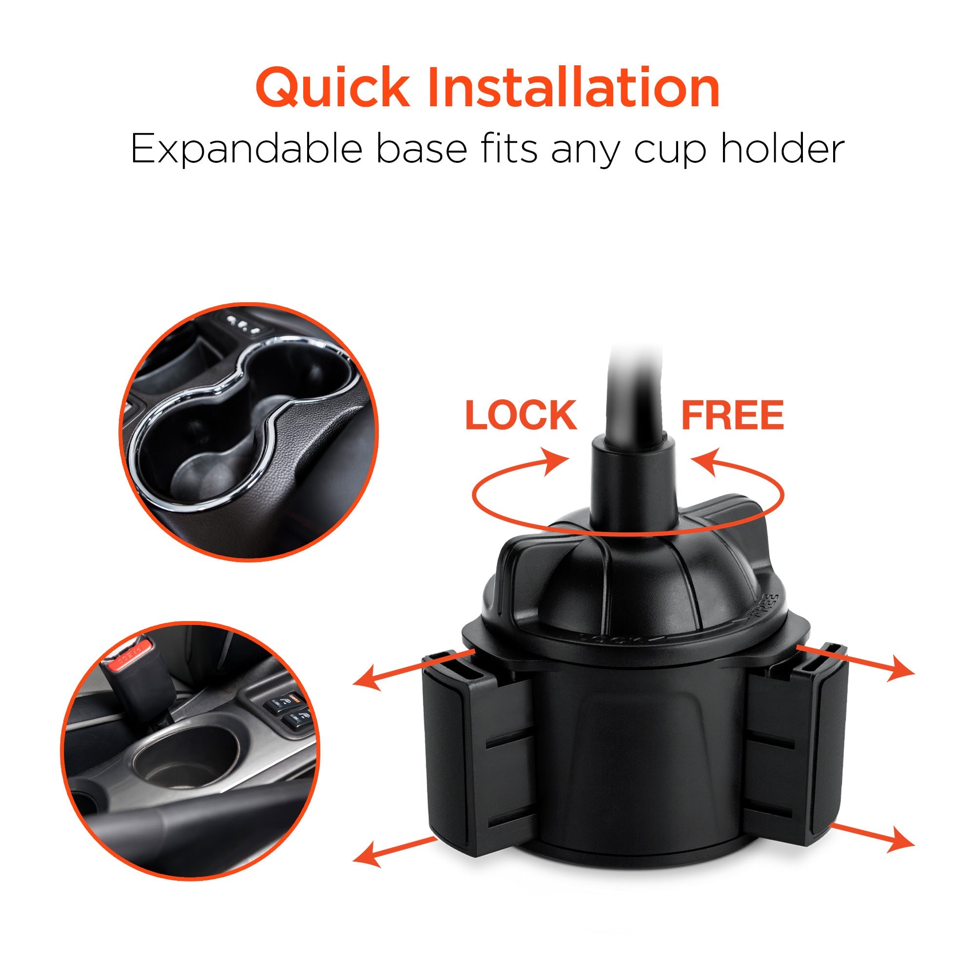 HyperGear Universal Cup Holder Flex Phone Mount w Rotatable Cradle Jupiter Gear Home