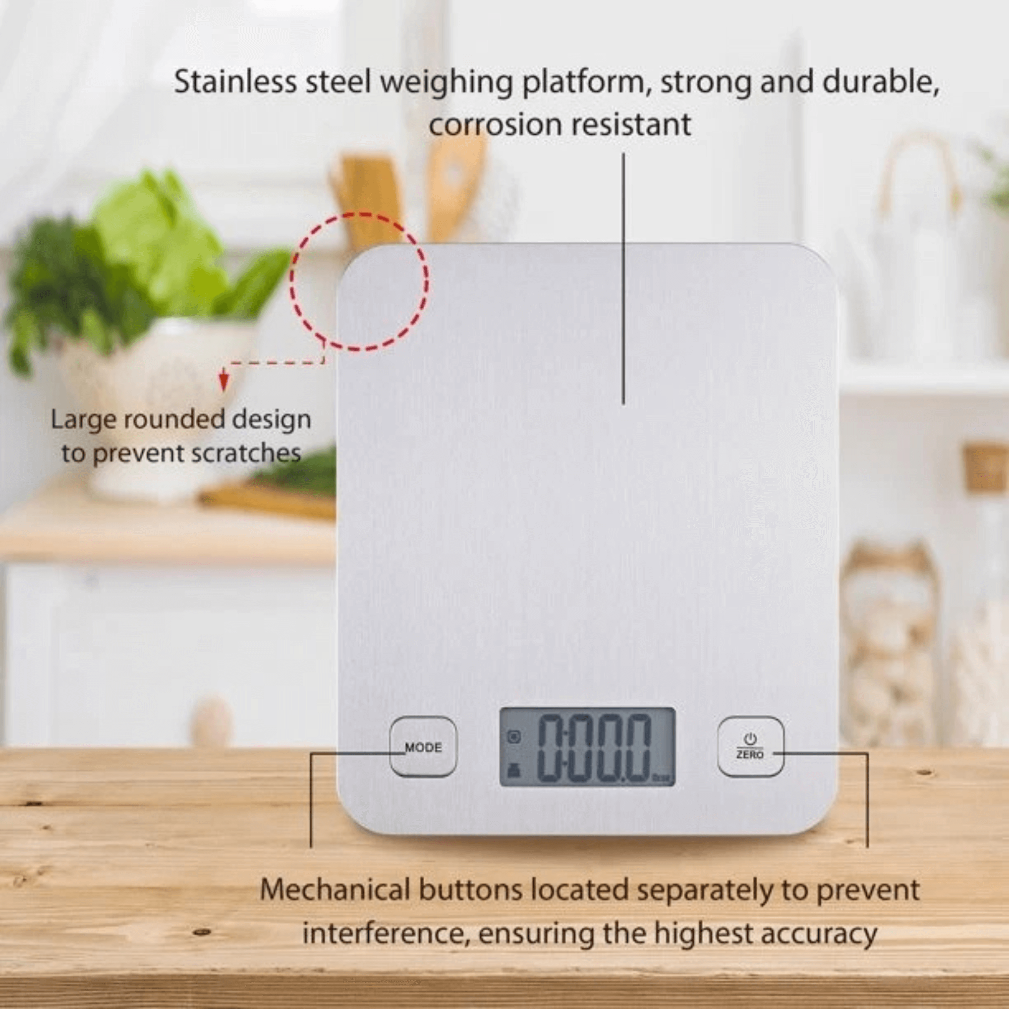 Mainstays Stainless Steel Digital Battery-Powered Kitchen Scale Jupiter Gear Home