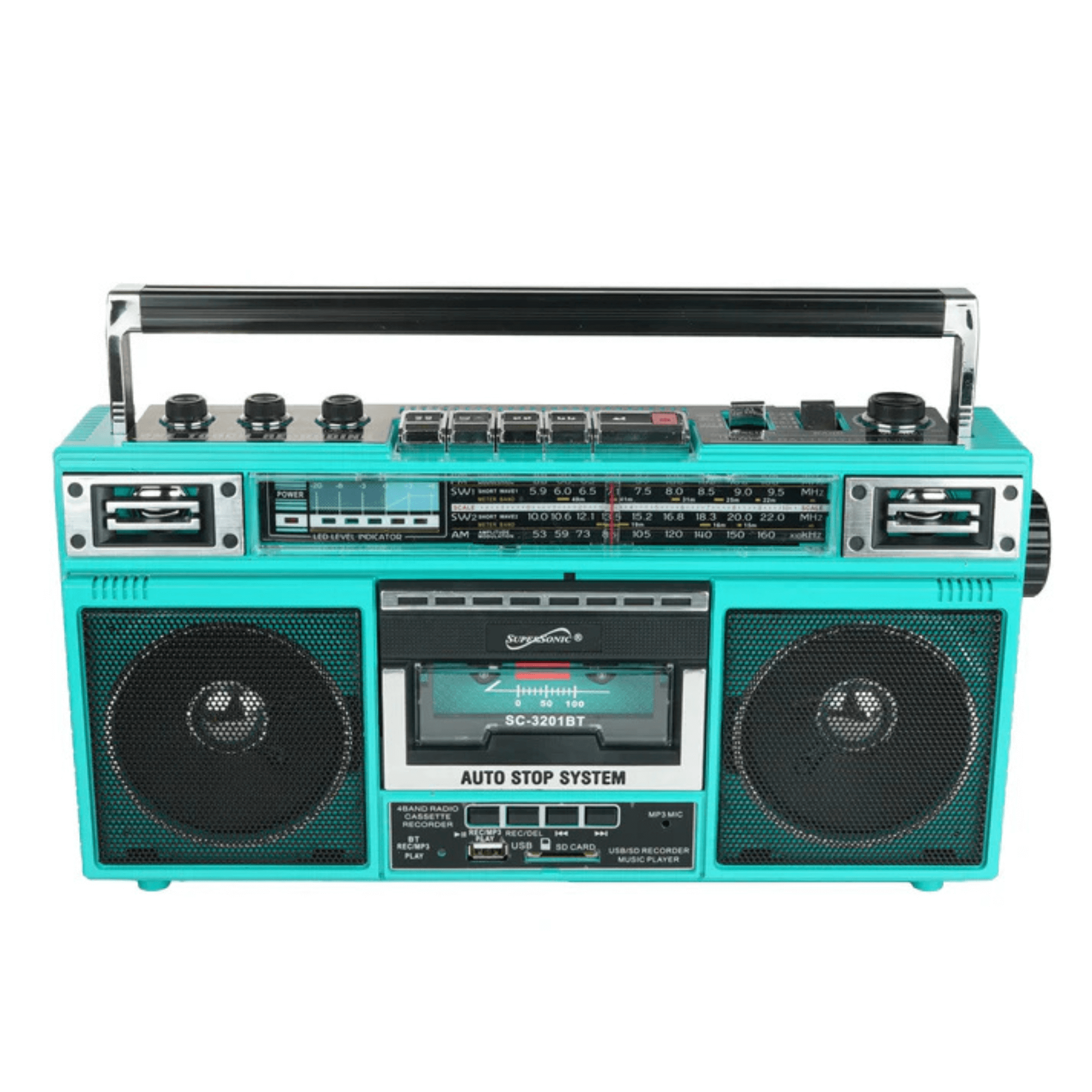 Supersonic 4 Band Bluetooth Radio & Cassette Player + Cassette To Mp3 Converter Jupiter Gear Home