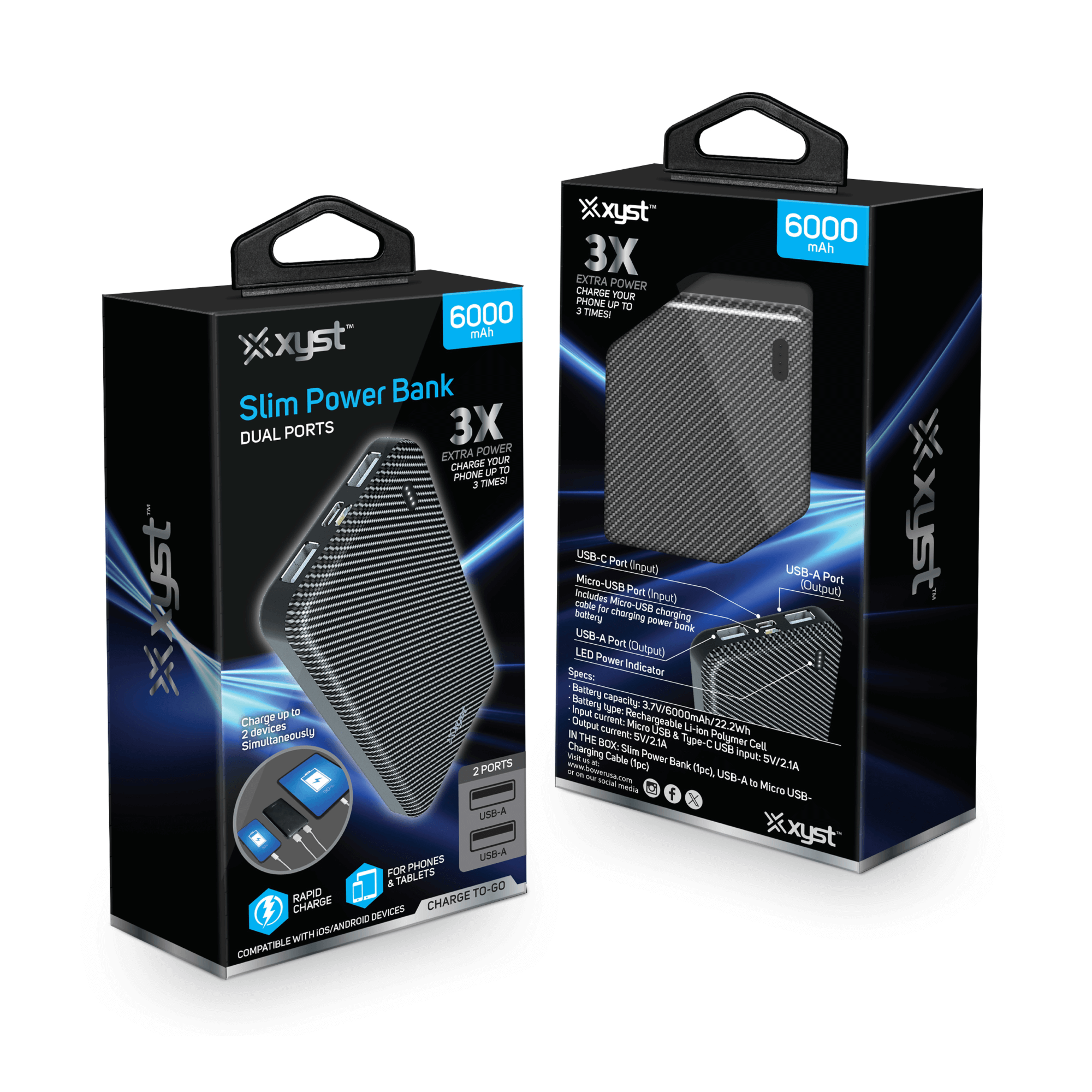 Xyst Slim 6000mAh Dual USB Power Bank Jupiter Gear Home