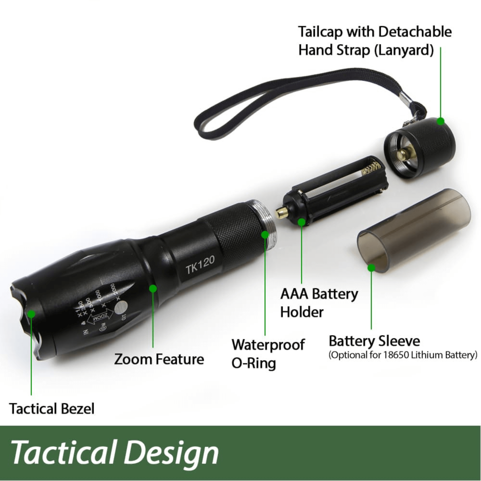 EcoGear FX TK120 LED Tactical Flashlight with Strobe Jupiter Gear Home