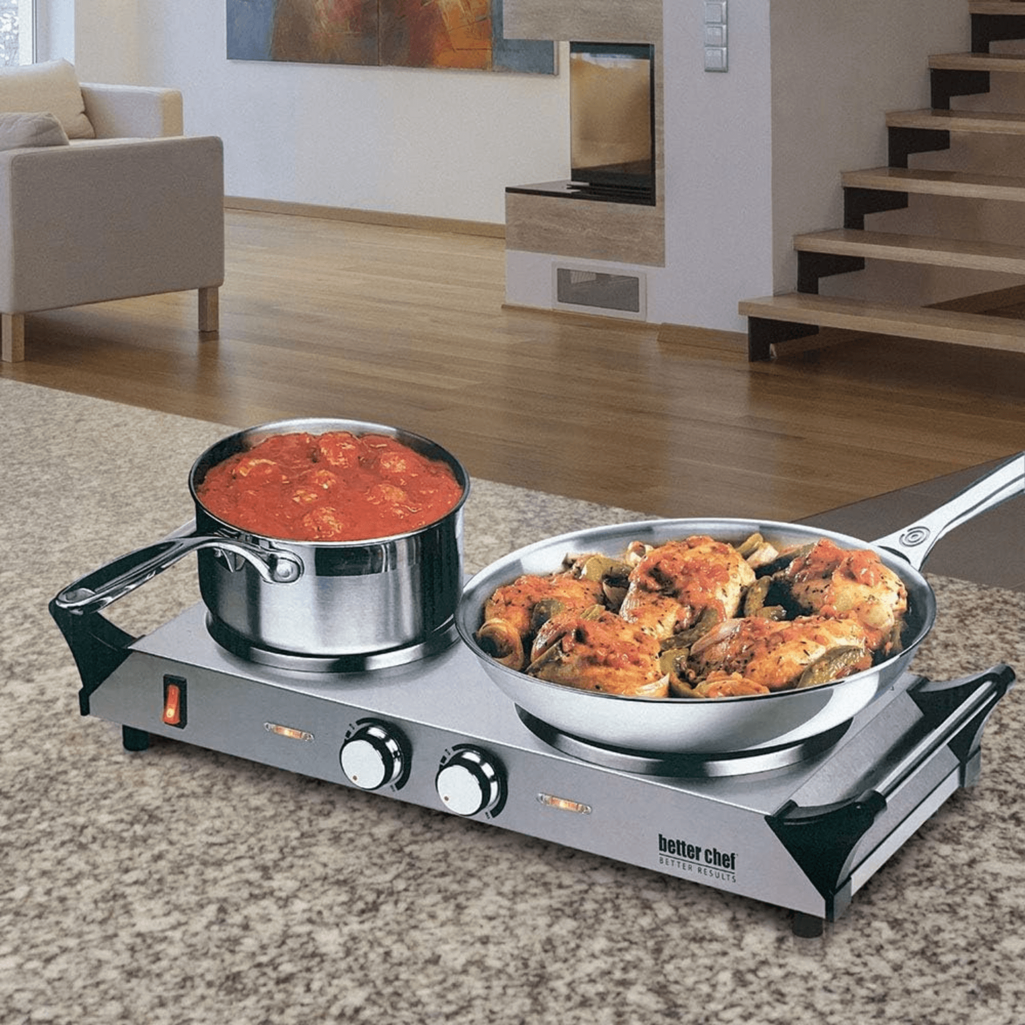 Better Chef Stainless Steel Electric Solid Element Countertop Double Burner Jupiter Gear Home