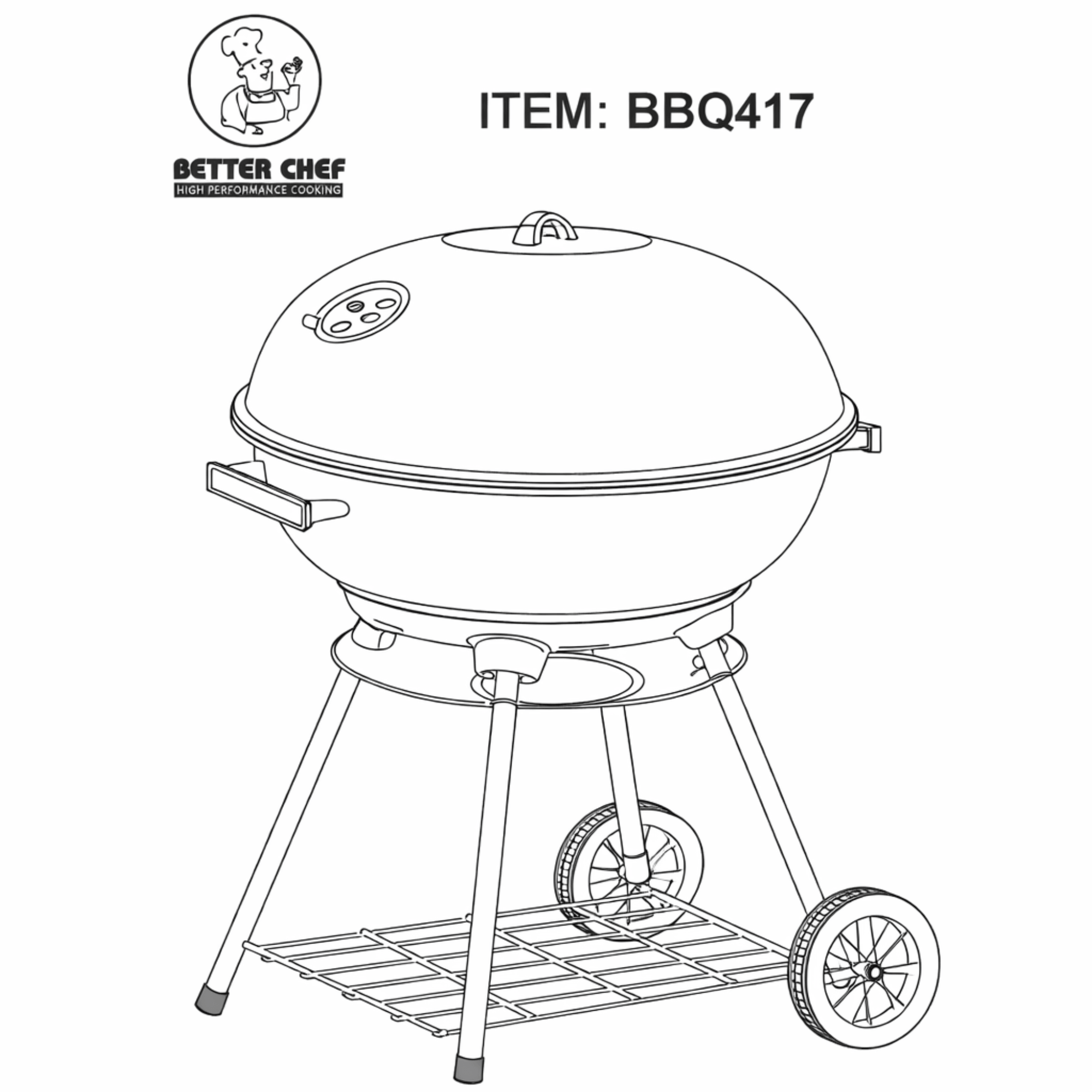Better Chef 14" Portable Charcoal Barbecue Grill Jupiter Gear Home