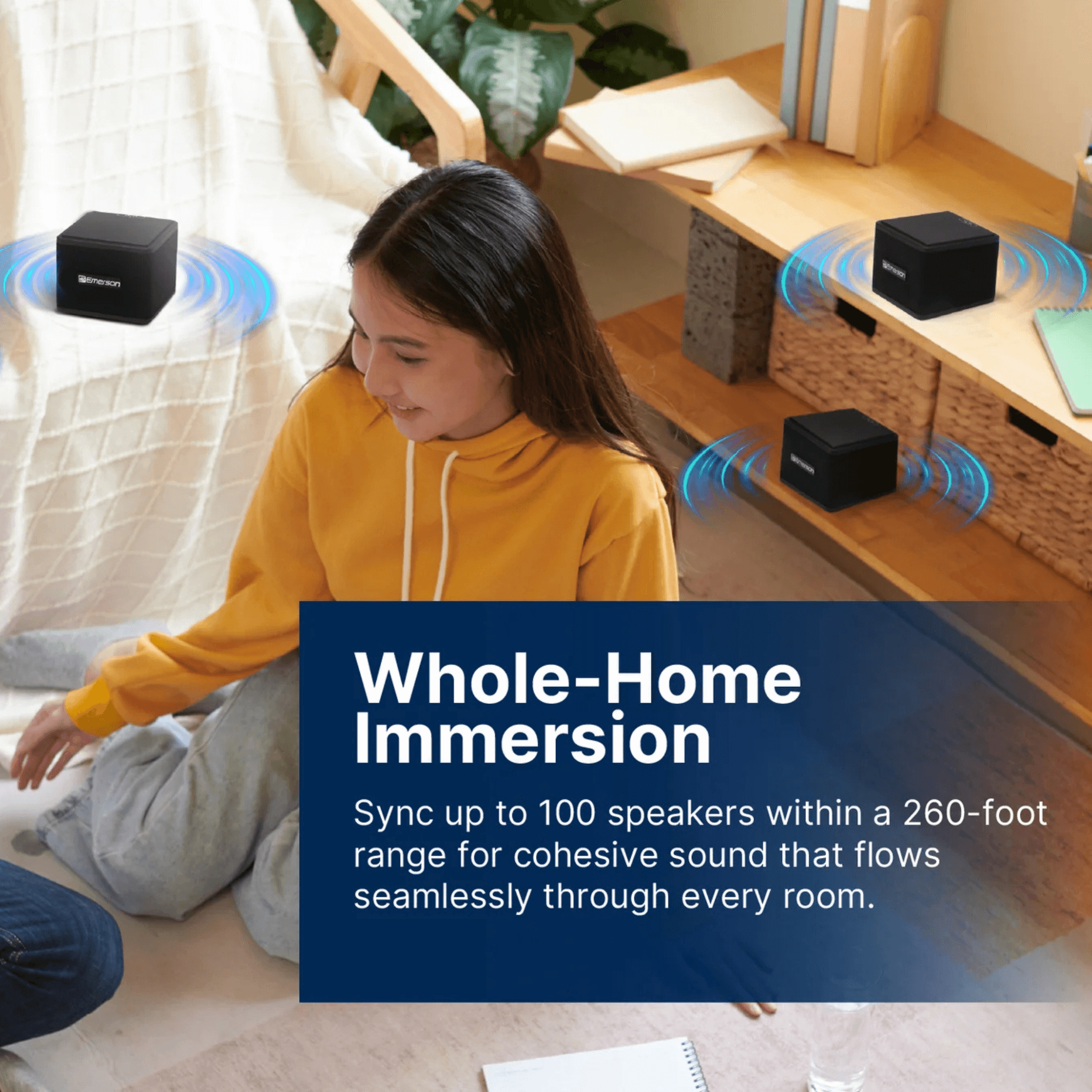 Emerson 1-Pair Instant Connect Sound Blox Wireless Magnetic Stackable Speakers Jupiter Gear Home