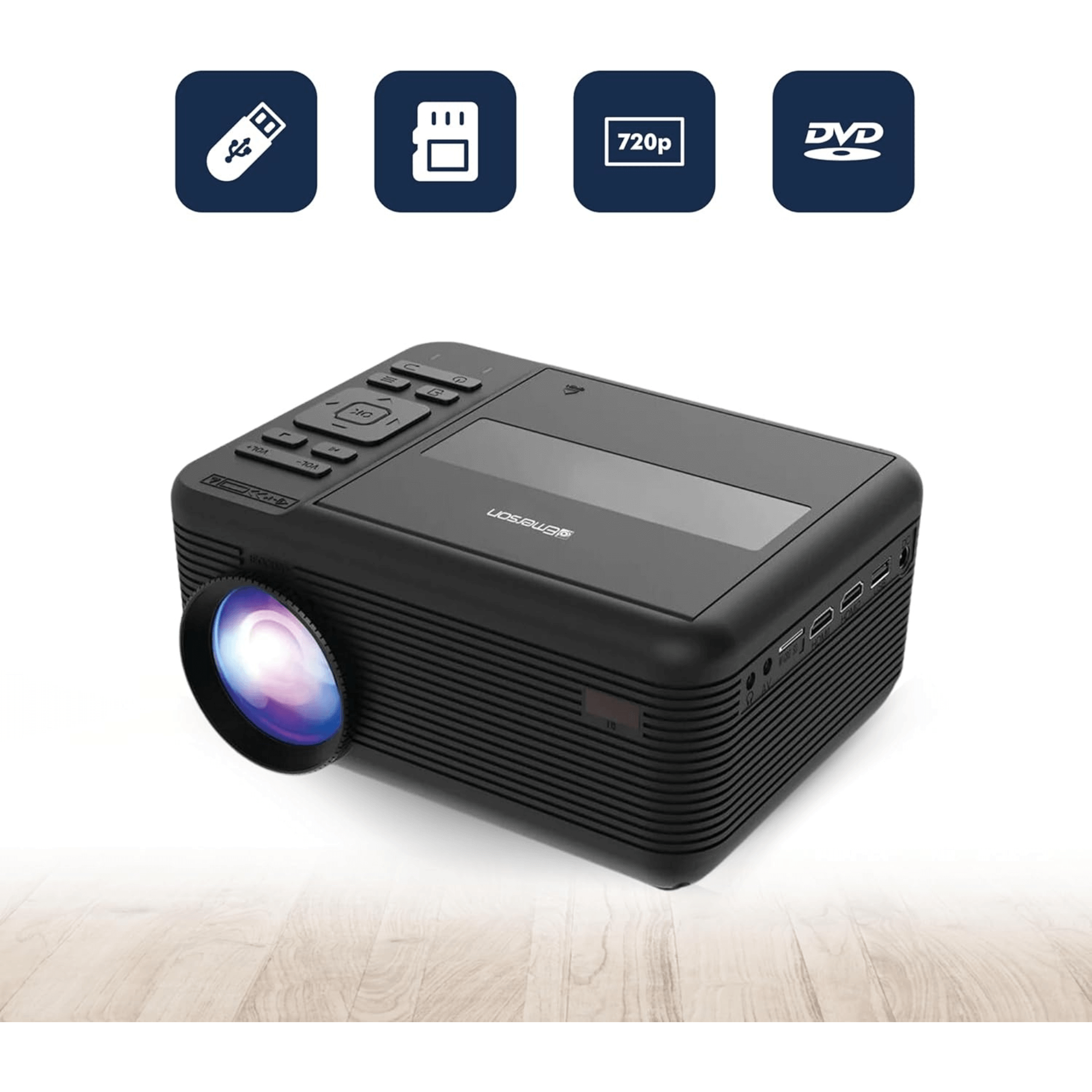 Emerson 150" Home Theater LCD Projector with 720p and DVD Player Jupiter Gear Home