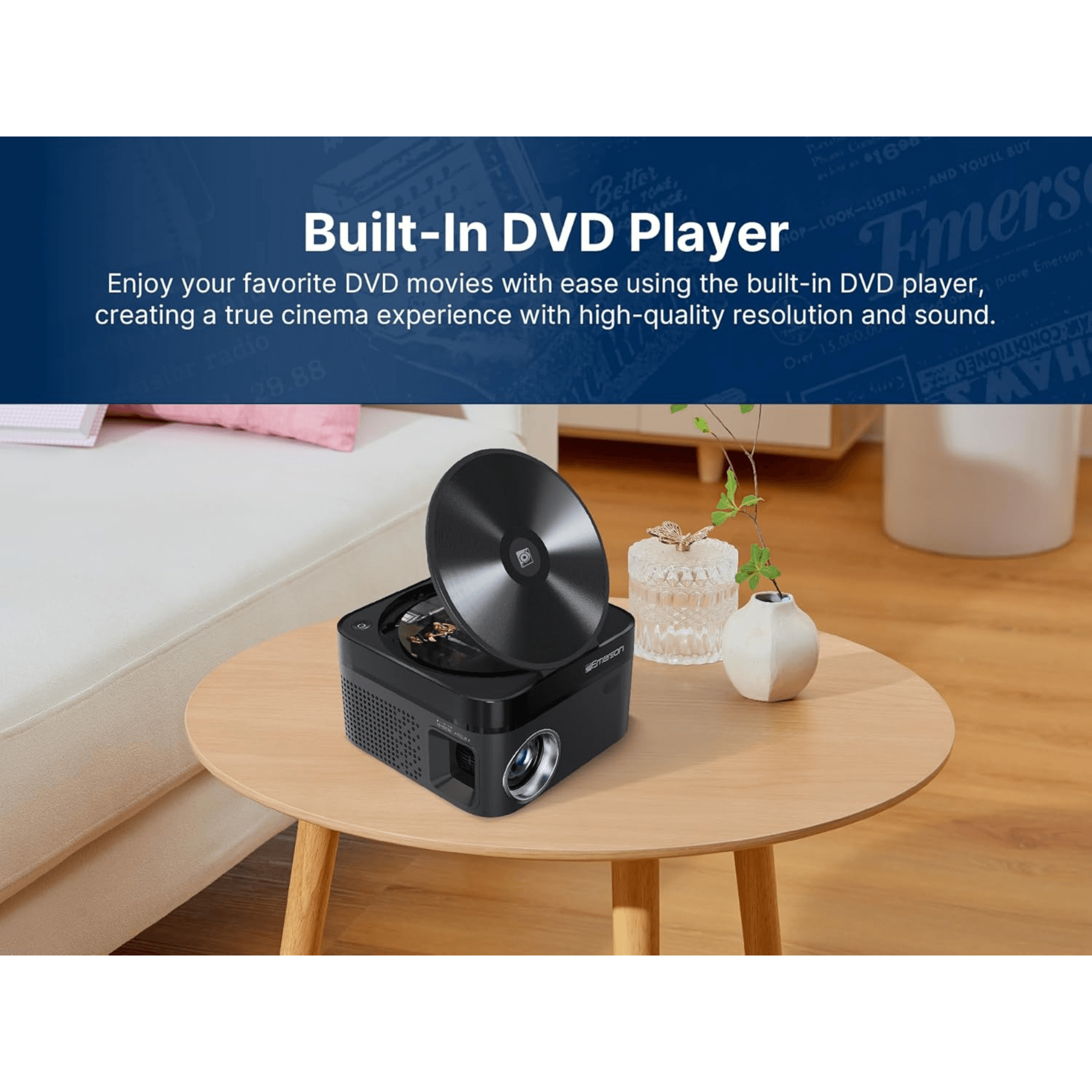 Emerson 120" Home Theater LCD Projector with Built-In DVD Player Jupiter Gear Home