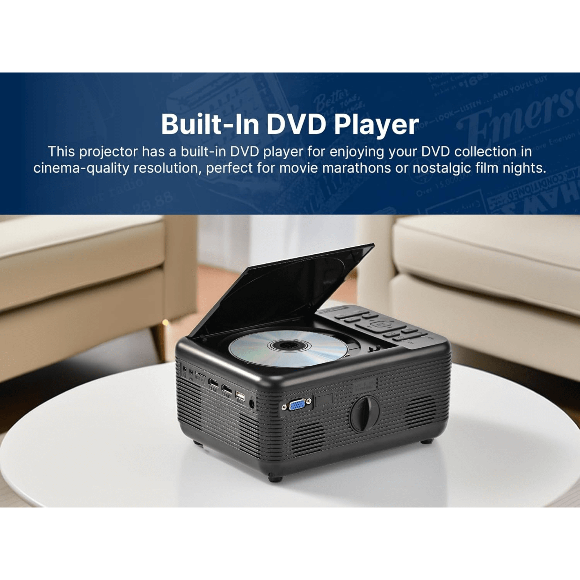 Emerson 120" Home Theater LCD Projector with Built-In TV Tuner and DVD Player Jupiter Gear Home