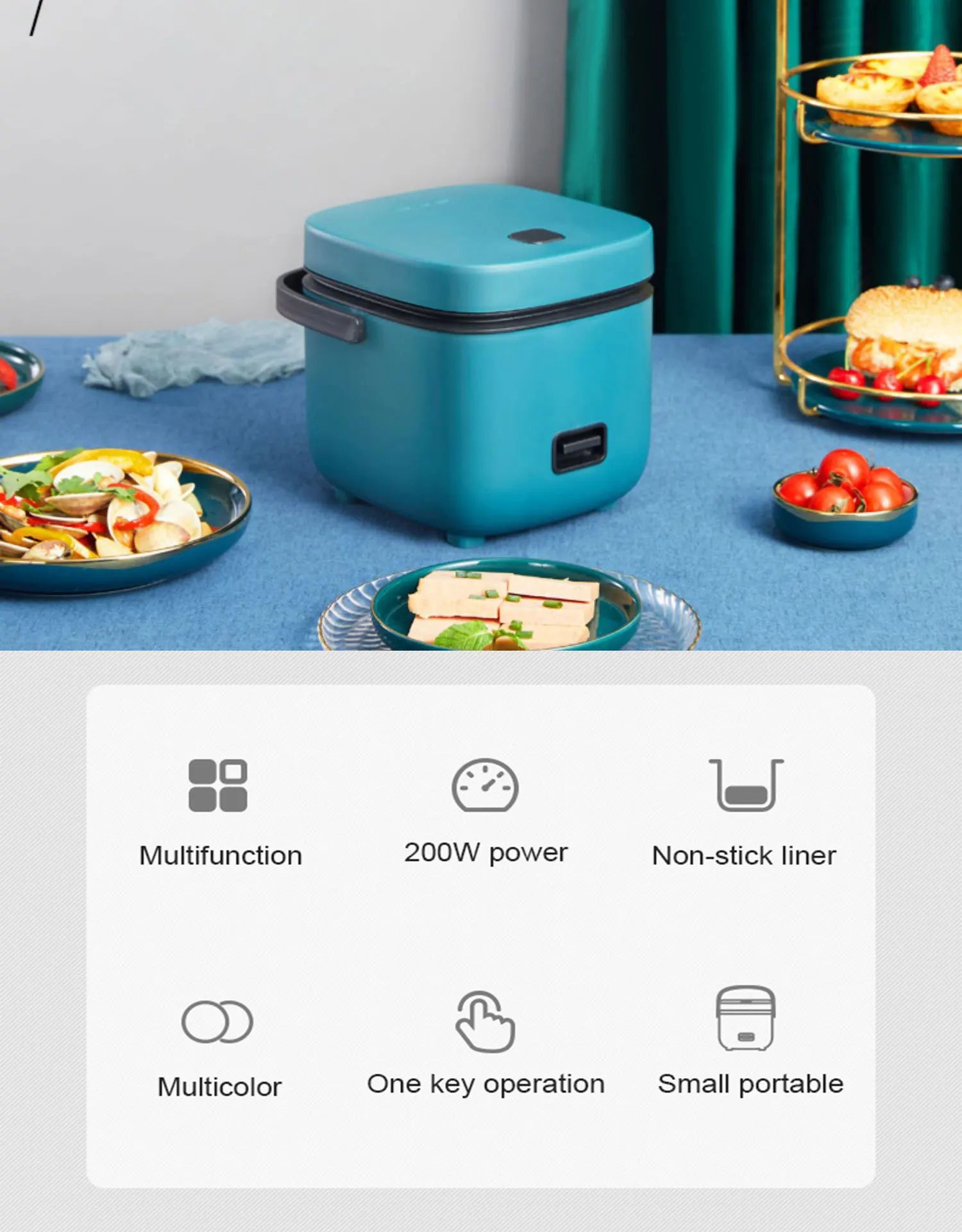 Mini Rice Cooker Automatic Household Kitchen Electric Cooking machine 1-2 People Food Warmer Steamer 1.2L Small Rice Cooker Taj Home Store