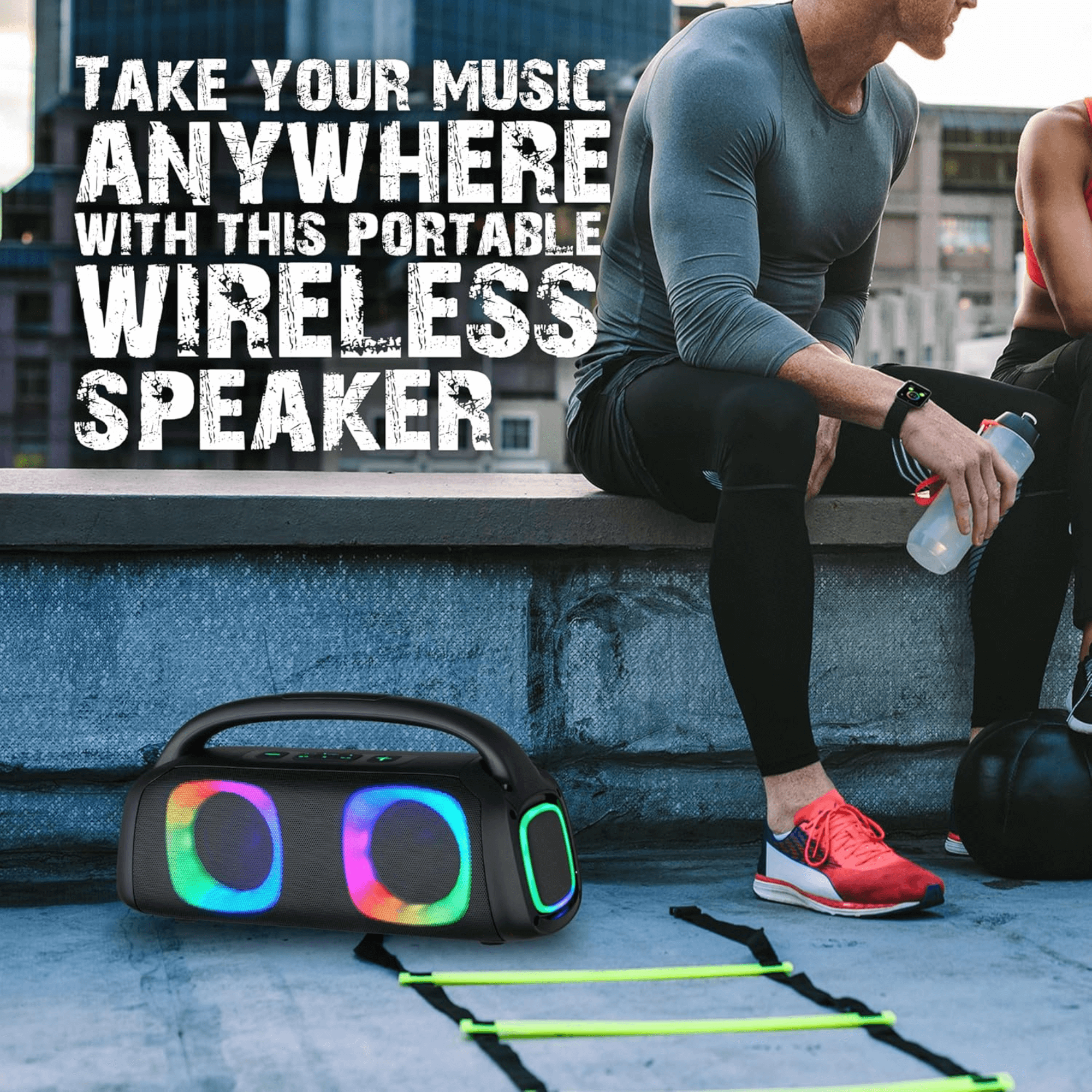 IQ Sound Portable Bluetooth Speaker with RGB Lights and TWS-Enhanced Stereo Sound Jupiter Gear Home