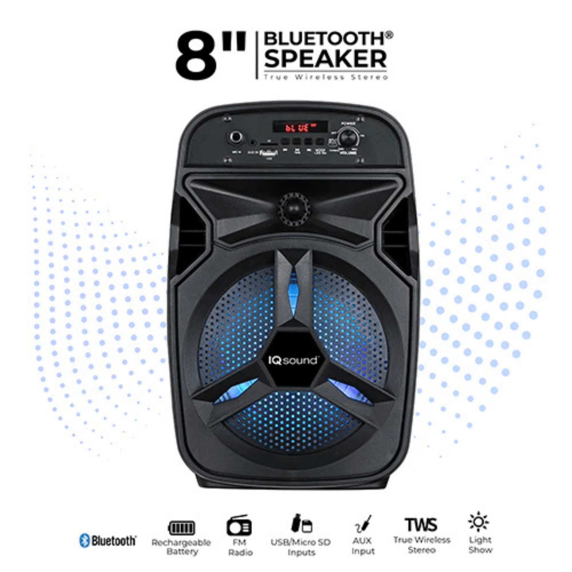 IQ Sound 8-Inch Portable Bluetooth TWS Speaker Jupiter Gear Home