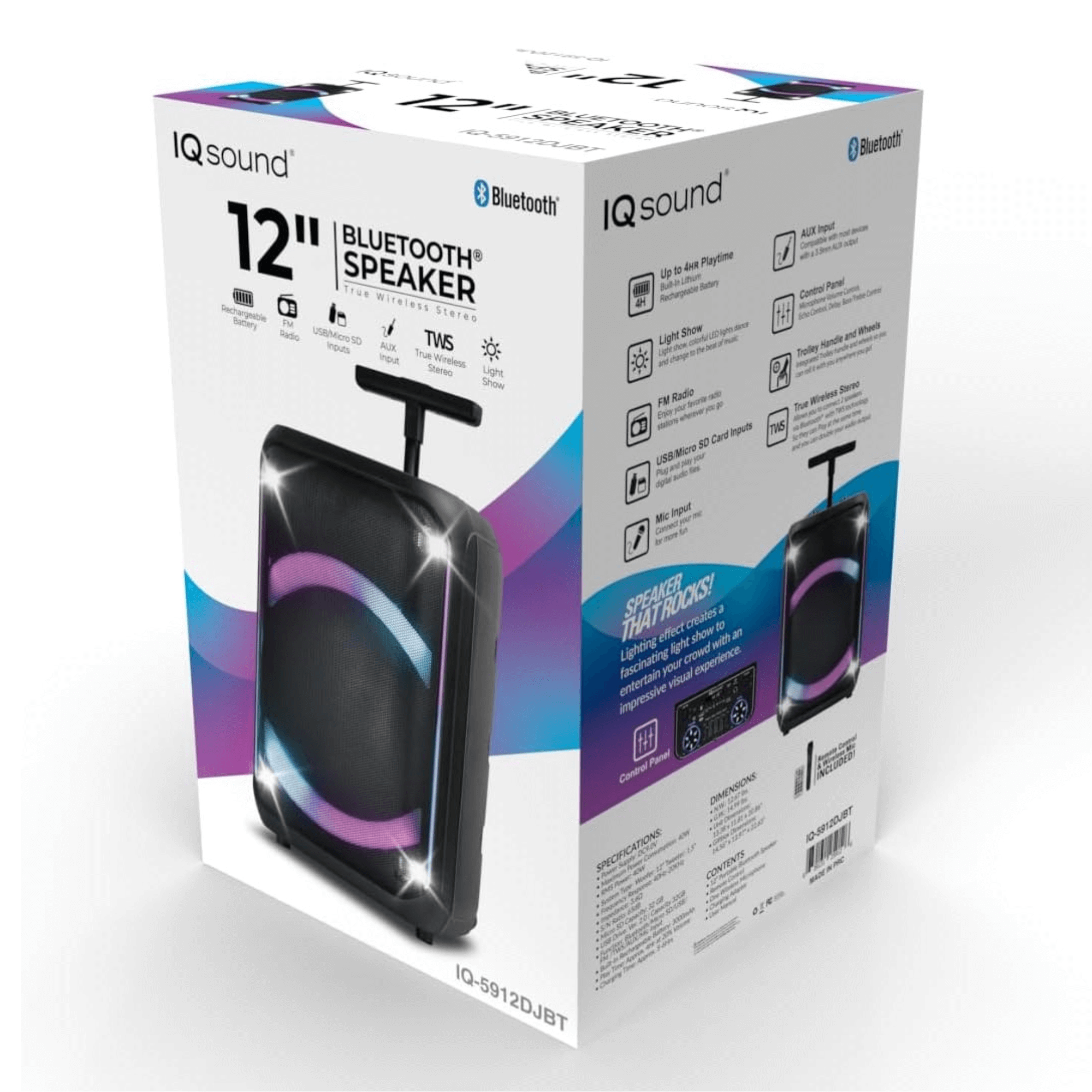 IQ Sound 12-Inch Portable Bluetooth Party Speaker with TWS Jupiter Gear Home