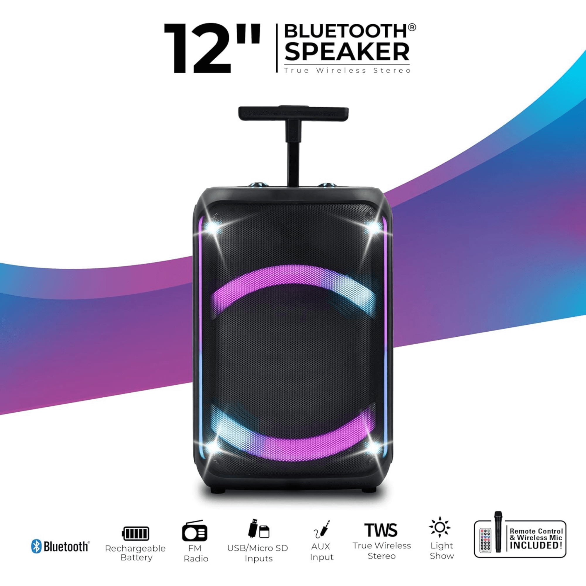 IQ Sound 12-Inch Portable Bluetooth Party Speaker with TWS Jupiter Gear Home
