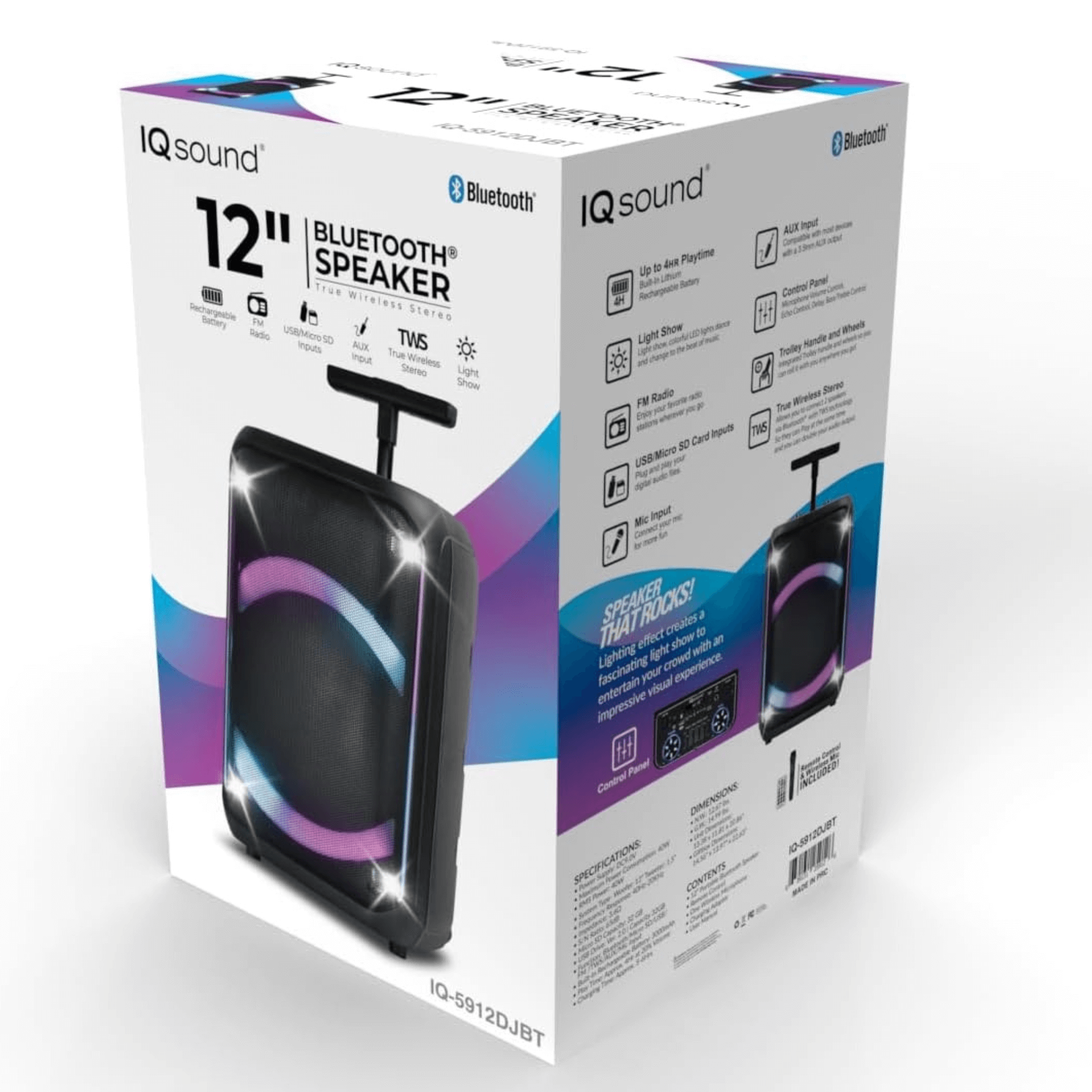 IQ Sound 12-Inch Portable Bluetooth Party Speaker with TWS Jupiter Gear Home