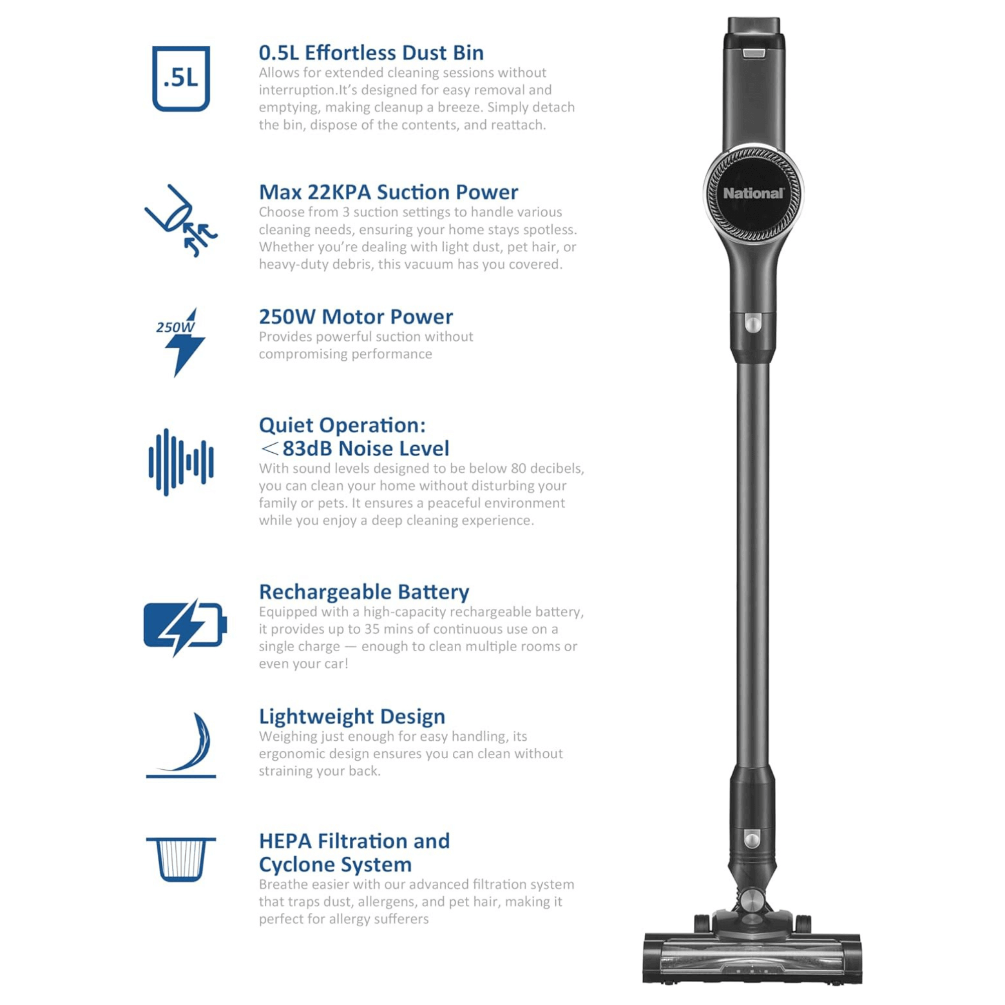 National 2-in-1 Cordless Upright and Handheld Vacuum Cleaner Jupiter Gear Home