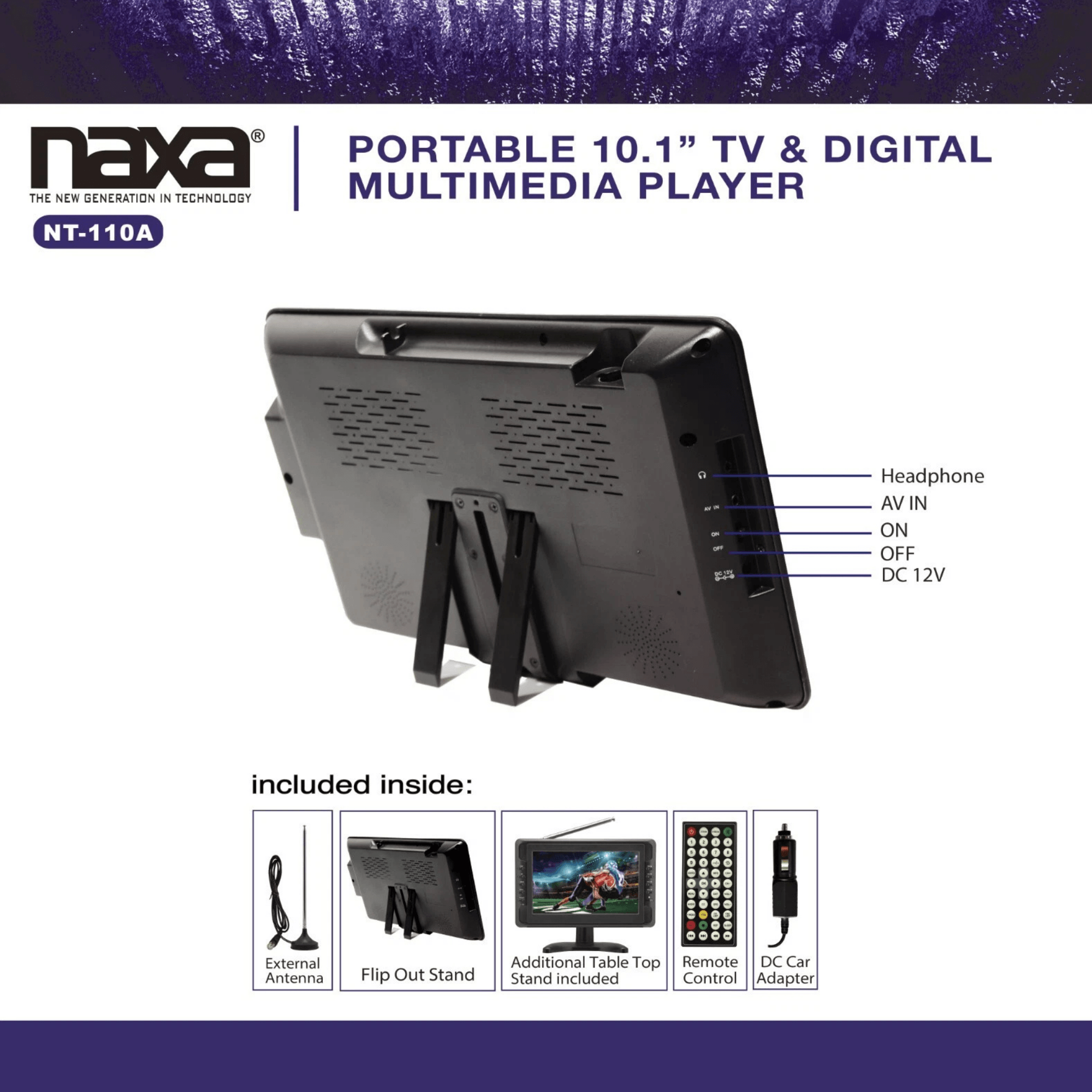 Naxa 10" Portable 12 Volt Television & Digital Multimedia Player Jupiter Gear Home