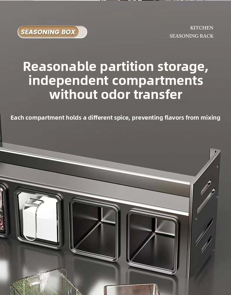 New Kitchen Spice Shelf Wall-mounted Spice Storage Rack Kitchen Seasoning Organizer Holder No Punching Required Storage Shelf Taj Home Store