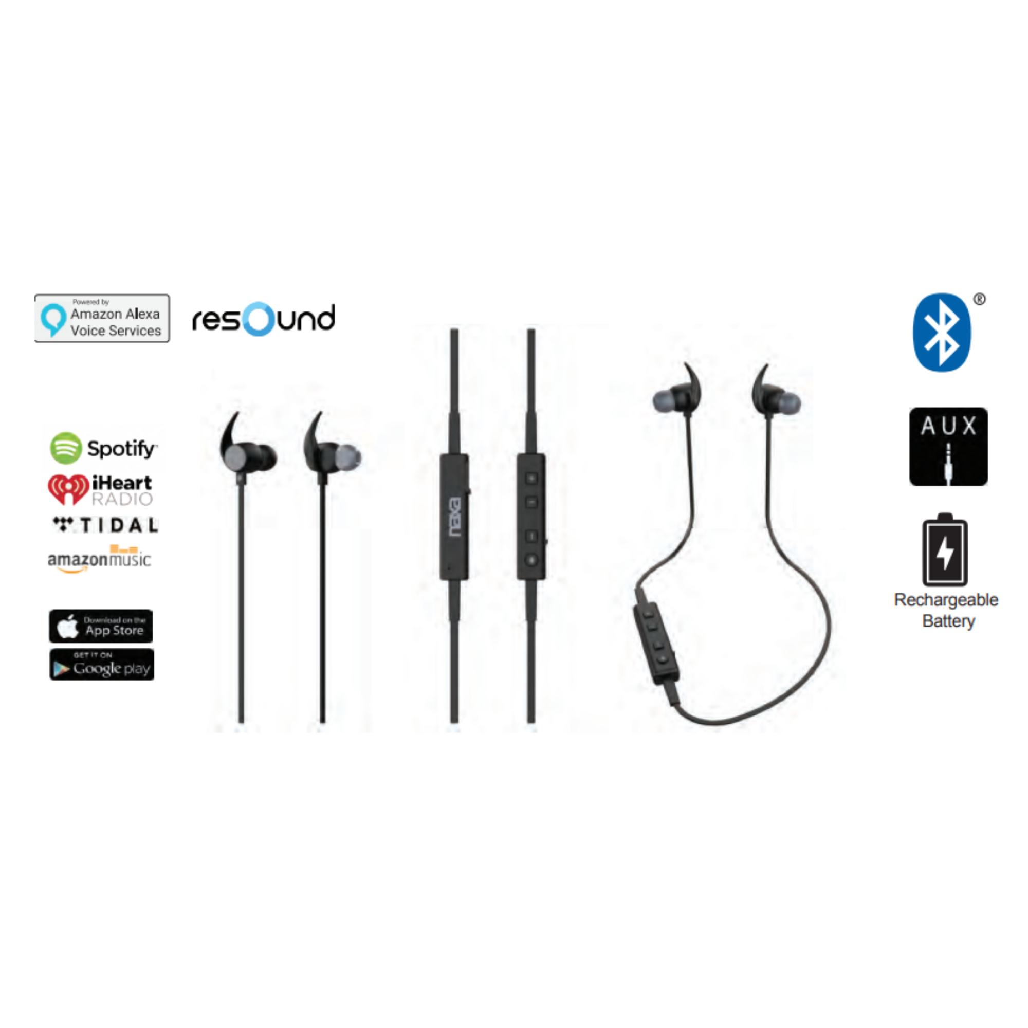 Naxa Bluetooth Isolation Earphones with Amazon Alexa Voice Control (NE-969) Jupiter Gear Home