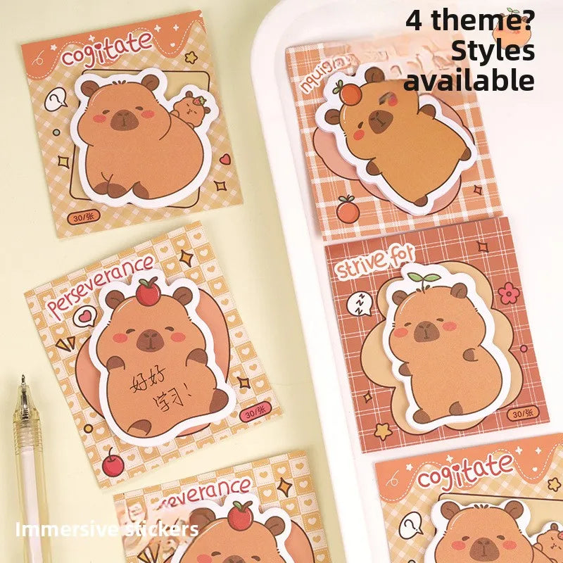 5Pcs/Lot Creative Capybara Memo Pad Cute Cartoon Sticky Notes Message Sticker Book Kawaii Writing Pads School Office Supplies Taj Home Store