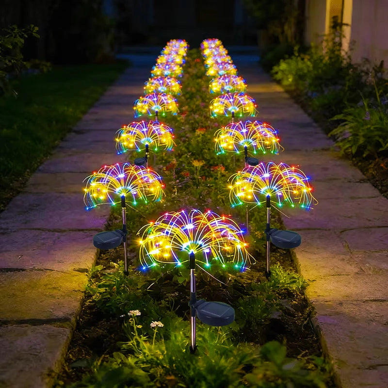 Outside Decorations Light Solar Lawn Light LED Garden Firework Dandelion Lights Sparkles Landscape Fairy Light Yard Patio Decor Taj Home Store