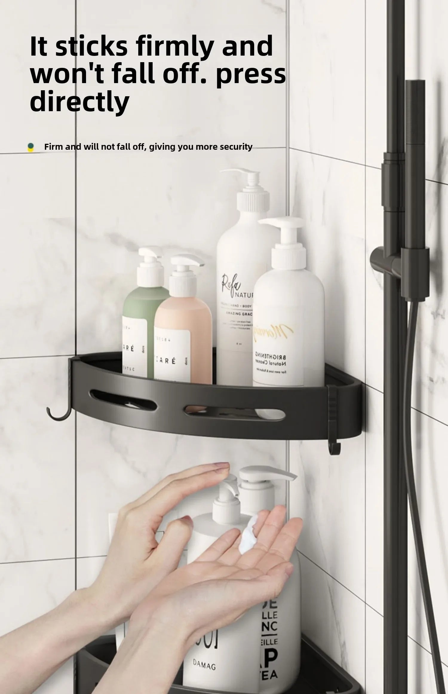 Bathroom Shelves Organizer No Punching Required Kitchen Corner Shelf Racks Shampoo Makeup Storage Holder Shower Towel Caddy Rack Taj Home Store