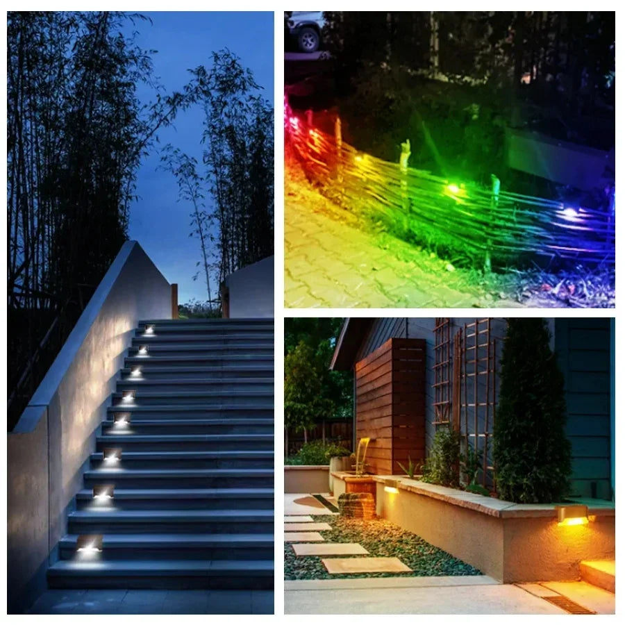 LED Solar Deck Lights Outdoor Solar Light Waterproof Solar Stairs Light Garden Decoration Patio Fence Step Yard Outside Lighting