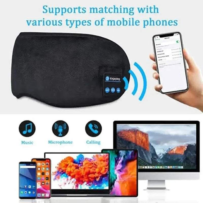 Eye Mask Sleep Headphones Bluetooth Sleeping Headphones Bluetooth Headband Soft Elastic Comfortable Wireless Music Earphones Taj Home Store