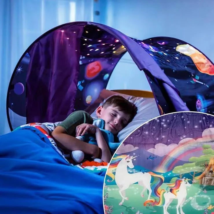 Dream Tent with light show for Kids Bed with Storage Pocket Foldable Kids Tent on Bed Mosquito Net Tent Taj Home Store