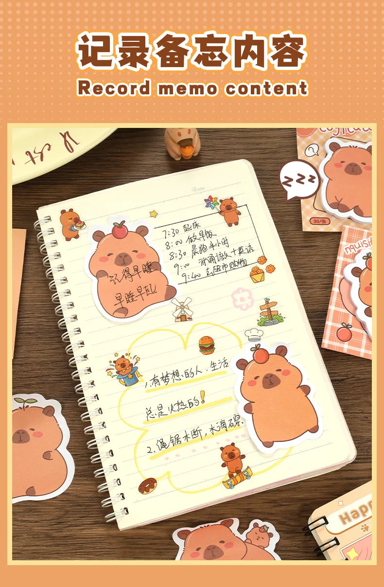 5Pcs/Lot Creative Capybara Memo Pad Cute Cartoon Sticky Notes Message Sticker Book Kawaii Writing Pads School Office Supplies Taj Home Store