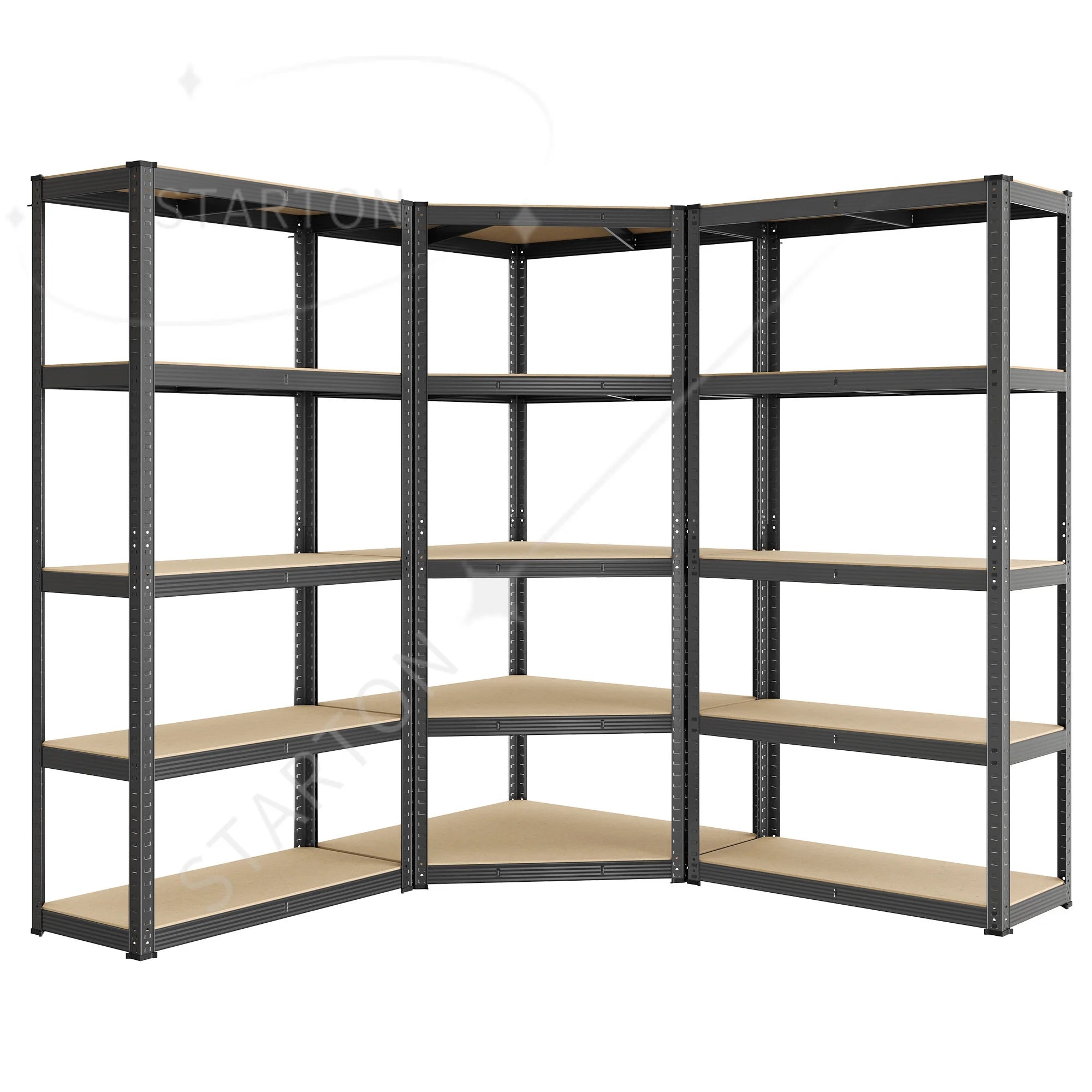 L-Shape Corner Shelf Heavy Duty Metal Shelving Units for Garage Storage Room Warehouse 4-Tier Garage Shelving