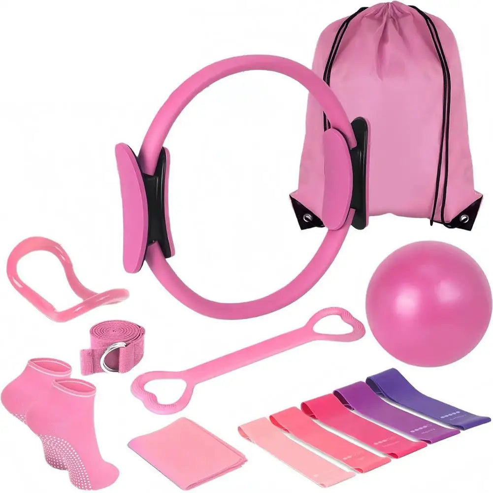 Pilates Ring Set 13 Pcs - Home Gym Equipment for Strength Training, Toning & Stretching incl. Yoga Accessories - All Levels Taj Home Store