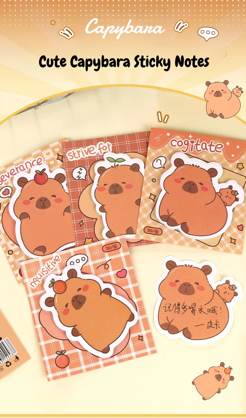 5Pcs/Lot Creative Capybara Memo Pad Cute Cartoon Sticky Notes Message Sticker Book Kawaii Writing Pads School Office Supplies Taj Home Store