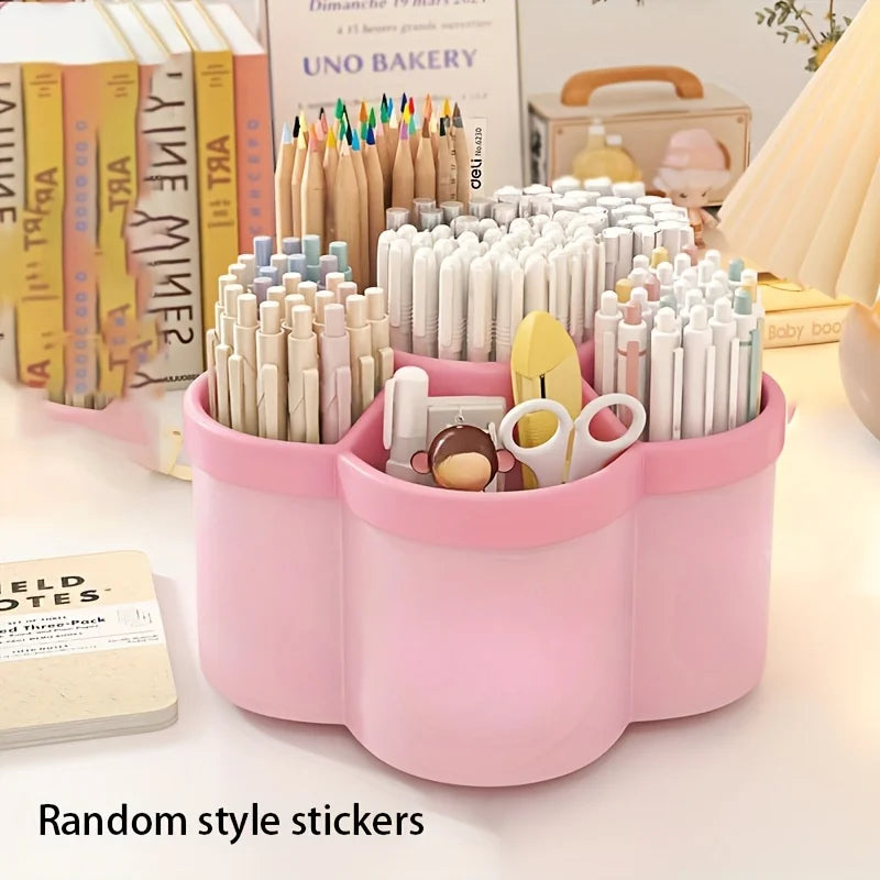 1pc 360 degree cute rotating pen holder, large capacity multifunctional desktop stationery storage box, stationery storage Taj Home Store