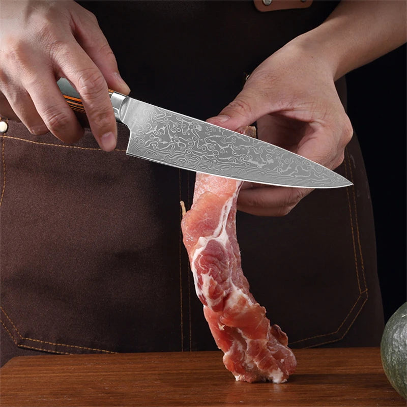Damascus Steel Kitchen Knife Boning Steak BBQ Meat Cleaver Chef Utility Knife Paring Kitchen Tools Taj Home Store
