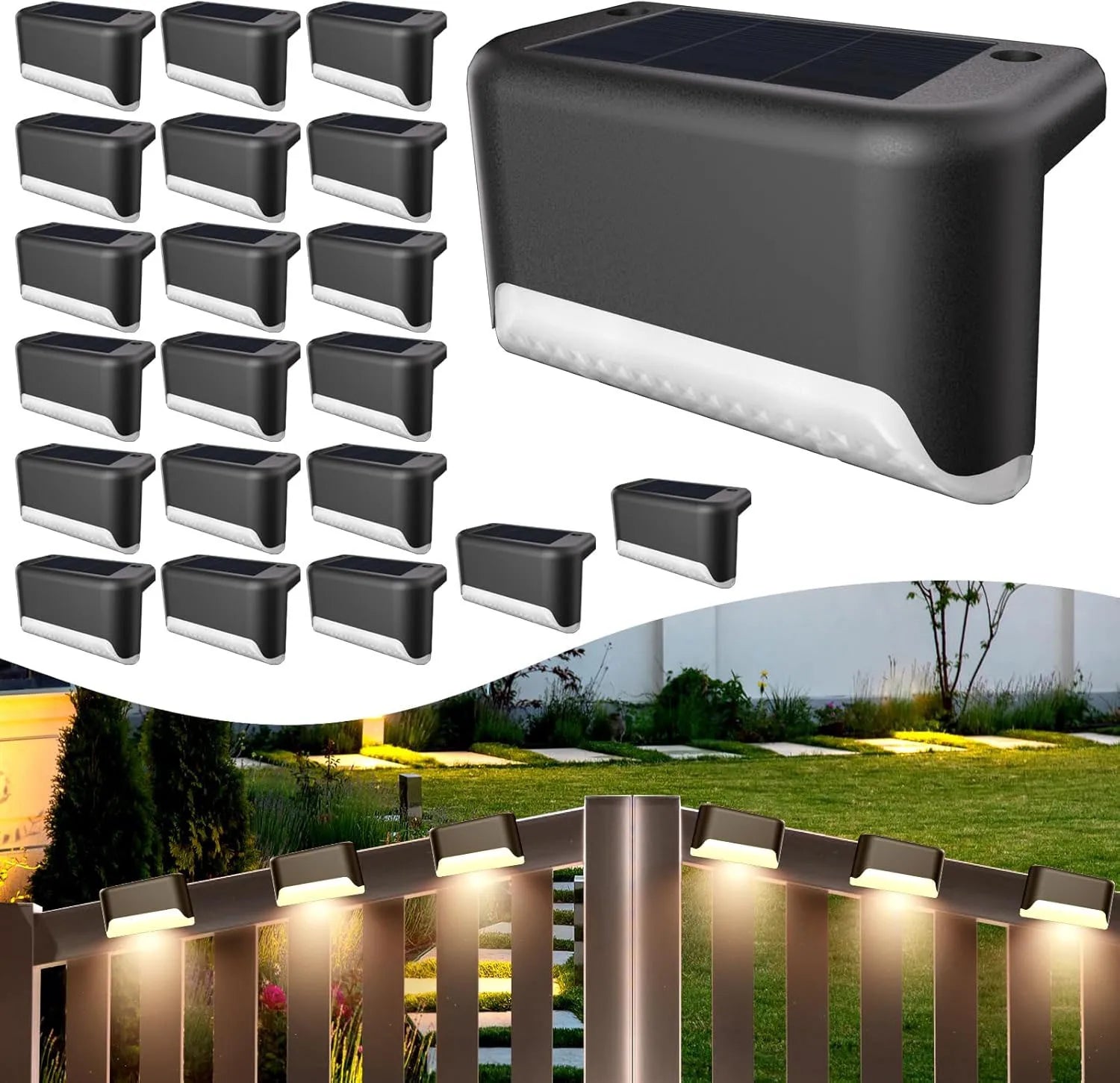 LED Solar Deck Lights Outdoor Solar Light Waterproof Solar Stairs Light Garden Decoration Patio Fence Step Yard Outside Lighting