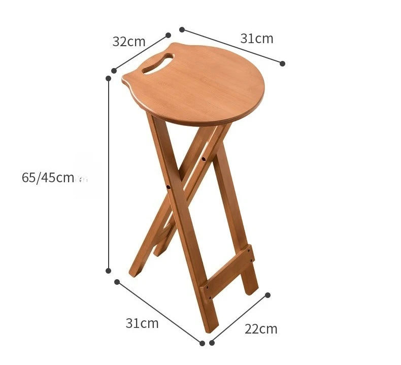 Retro style bamboo folding stool, household foldable round stool, foldable high stool, bar stool, restaurant dining stool Taj Home Store