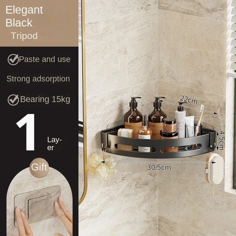 Bathroom Shelves Organizer No Punching Required Kitchen Corner Shelf Racks Shampoo Makeup Storage Holder Shower Towel Caddy Rack Taj Home Store
