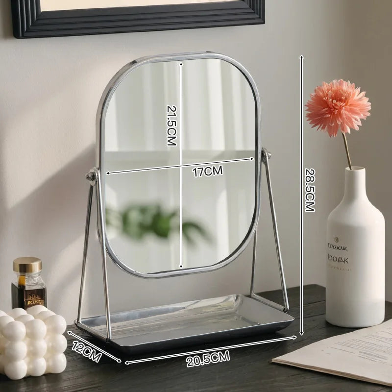Rotating makeup mirror, light luxury style desktop with chassis, can store large makeup mirror, home dressing table mirror Taj Home Store