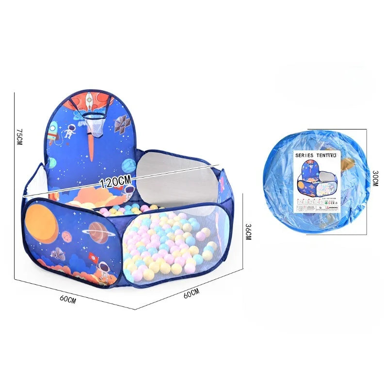 120cm Hexagon Children Ball Pool with Basketball Hoop Portable Foldable Kid Playpen Playground Gym Play Mat Baby Sport Education Taj Home Store