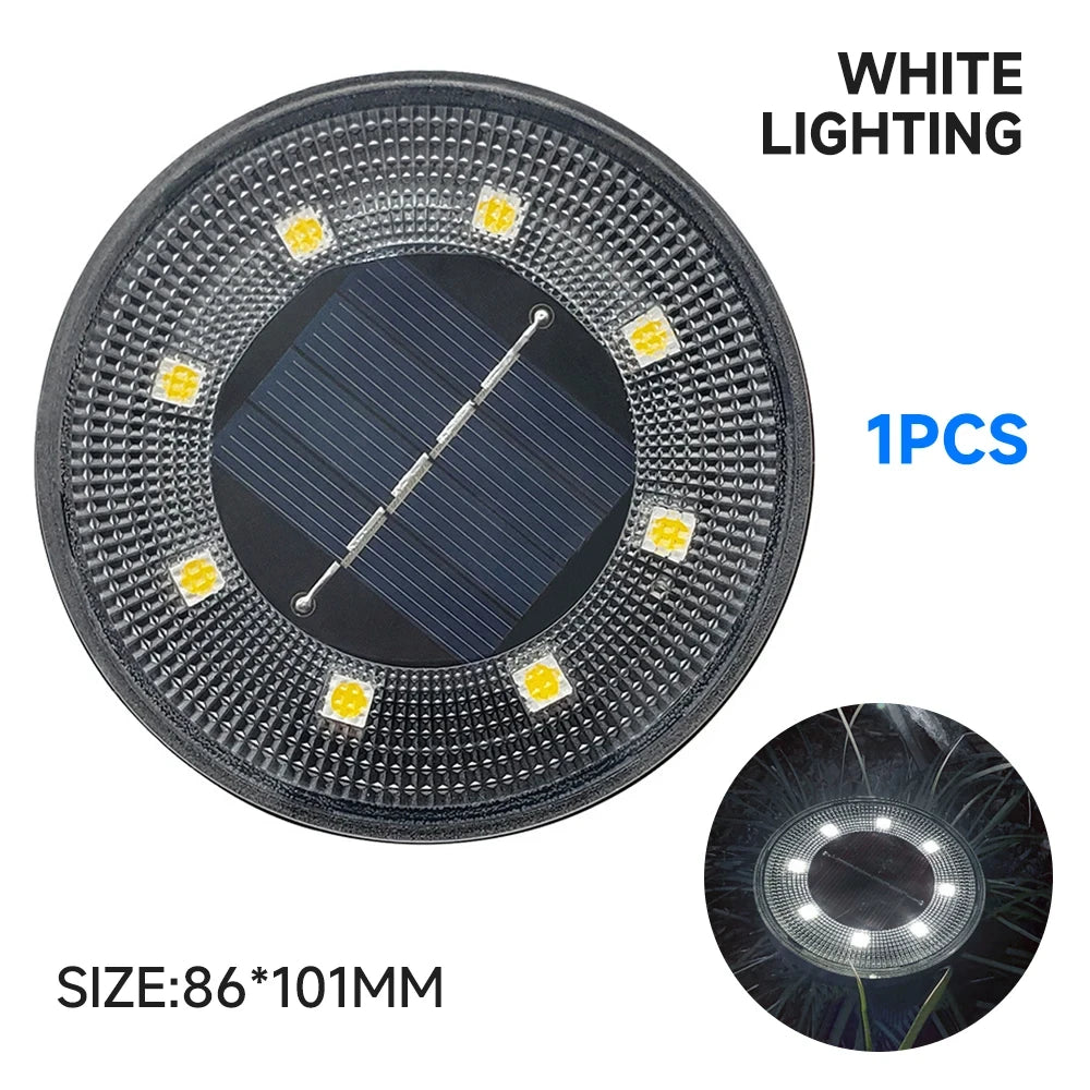 IP68 Waterproof LED Outdoor Solar Power Ground Light Lighting Control Path Deck Lights Yard Driveway Lawn Garden Decoration Lamp Taj Home Store