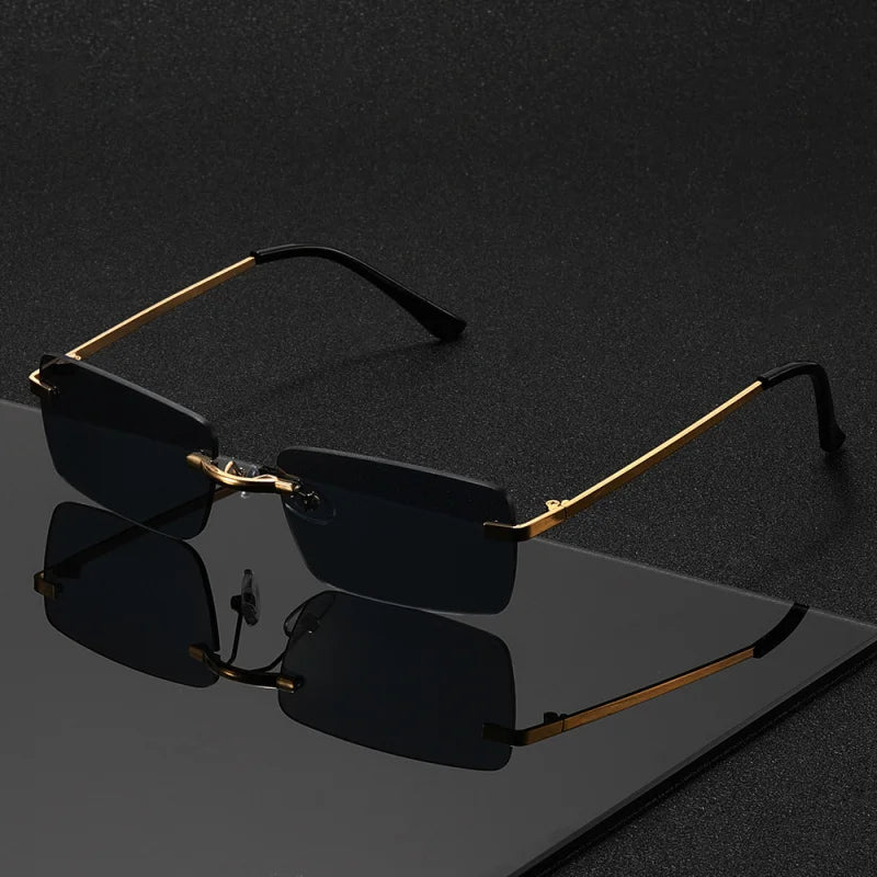 1PC, Rectangular rimless glasses, small frame exquisite style, retro elegant glasses, suitable for men and women Taj Home Store
