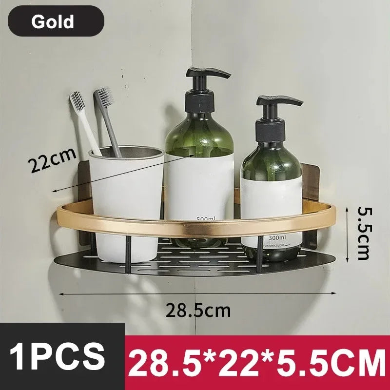 Bathroom Shelf Kitchen Storage Organizer Aluminum Alloy Shampoo Rack Shower Shelf Bathroom Accessories No Drill Shelf Taj Home Store