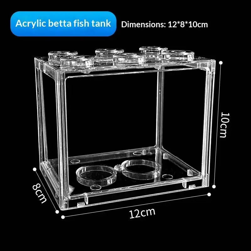 .New.Aquarium Mini Acrylic Fish Tank Reptile Pet Box Stackable Aquarium Cylinder Landscape Seaweed For Home Office Decoration Taj Home Store