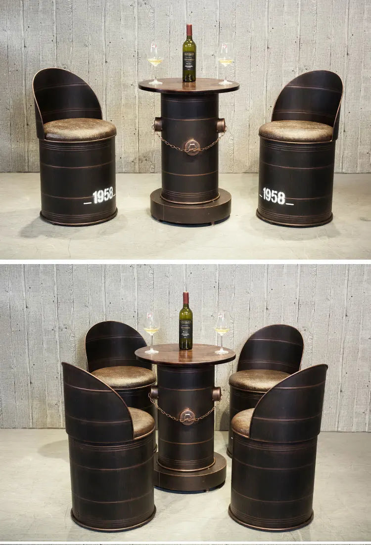 Retro Industrial Bar Stool with Heavy Duty Metal Frame & Leather Bucket Seat,Vintage Style Home Bar Pub Furniture, Easy Assembly Taj Home Store