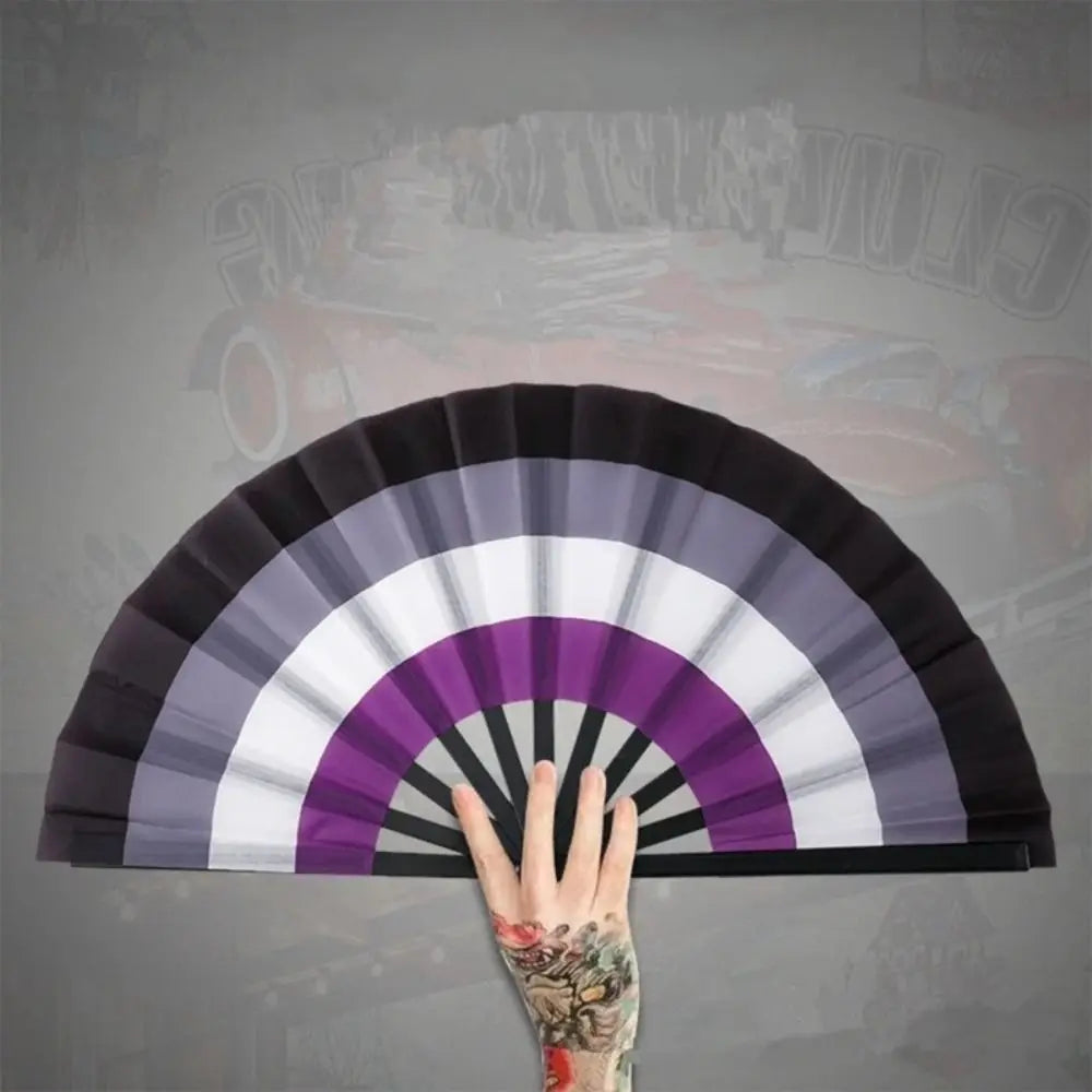 Fashion Plastic Colourful Hand Fans 33cm Colourful Kung Fu Fan Folding Rainbows Pattern Hand Folding Fan Dance Performance Taj Home Store