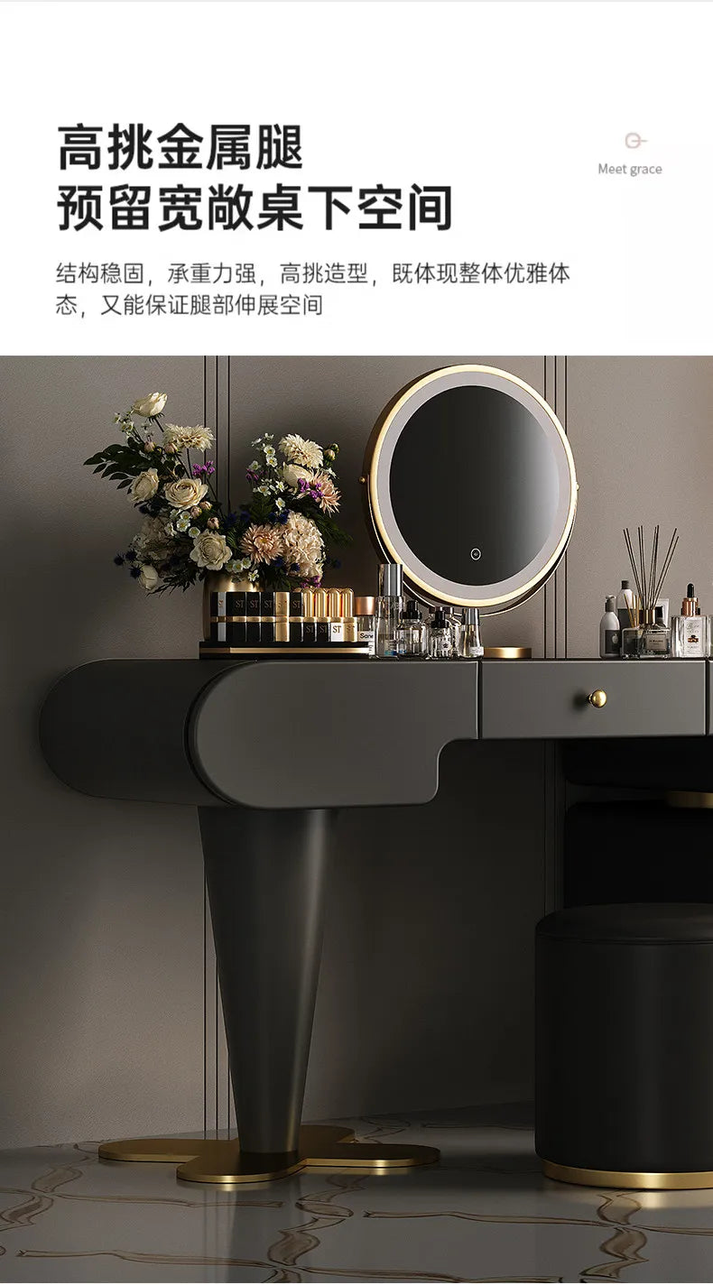 Bedroom Dressing Table Dresser Desks Makeup Mirror Storage Cabinet Light Luxury Premium Vanity Desk Toiletries Tables Furniture Taj Home Store